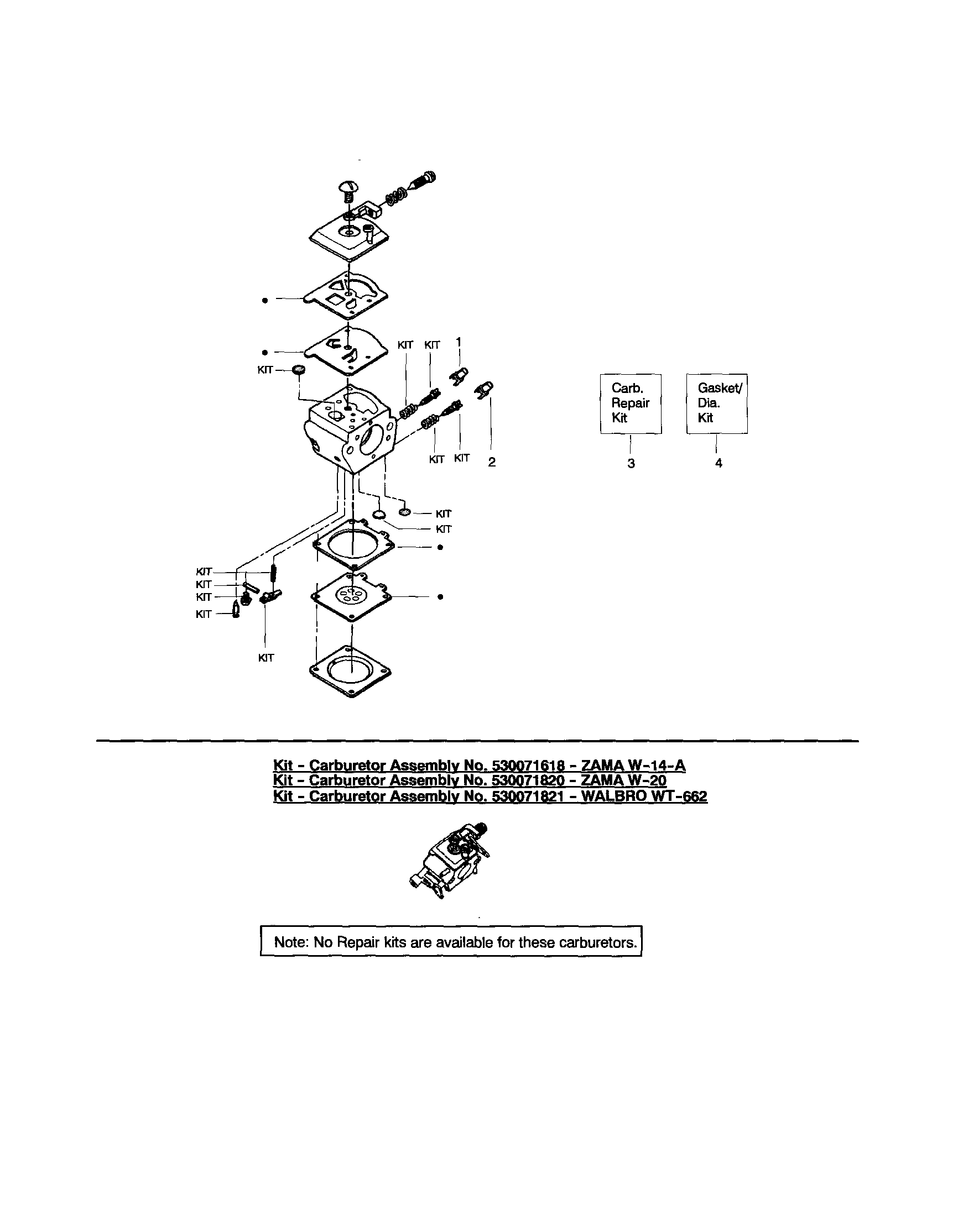 Poulan 1975LE TYPE 1 carburetor-wt600-#530071410 diagram