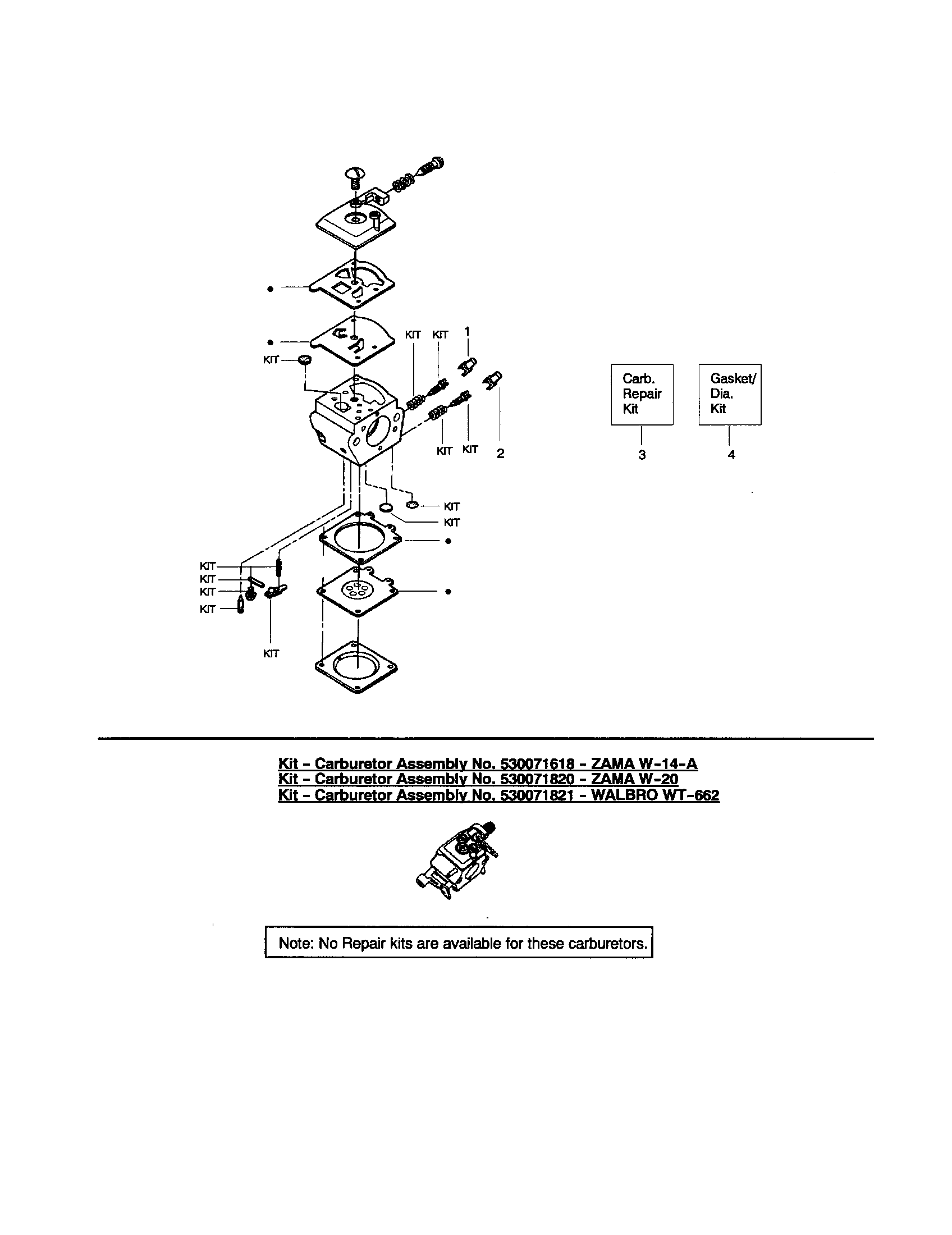 Poulan 1975LE TYPE 2 carburetor-wt600-#530071410 diagram