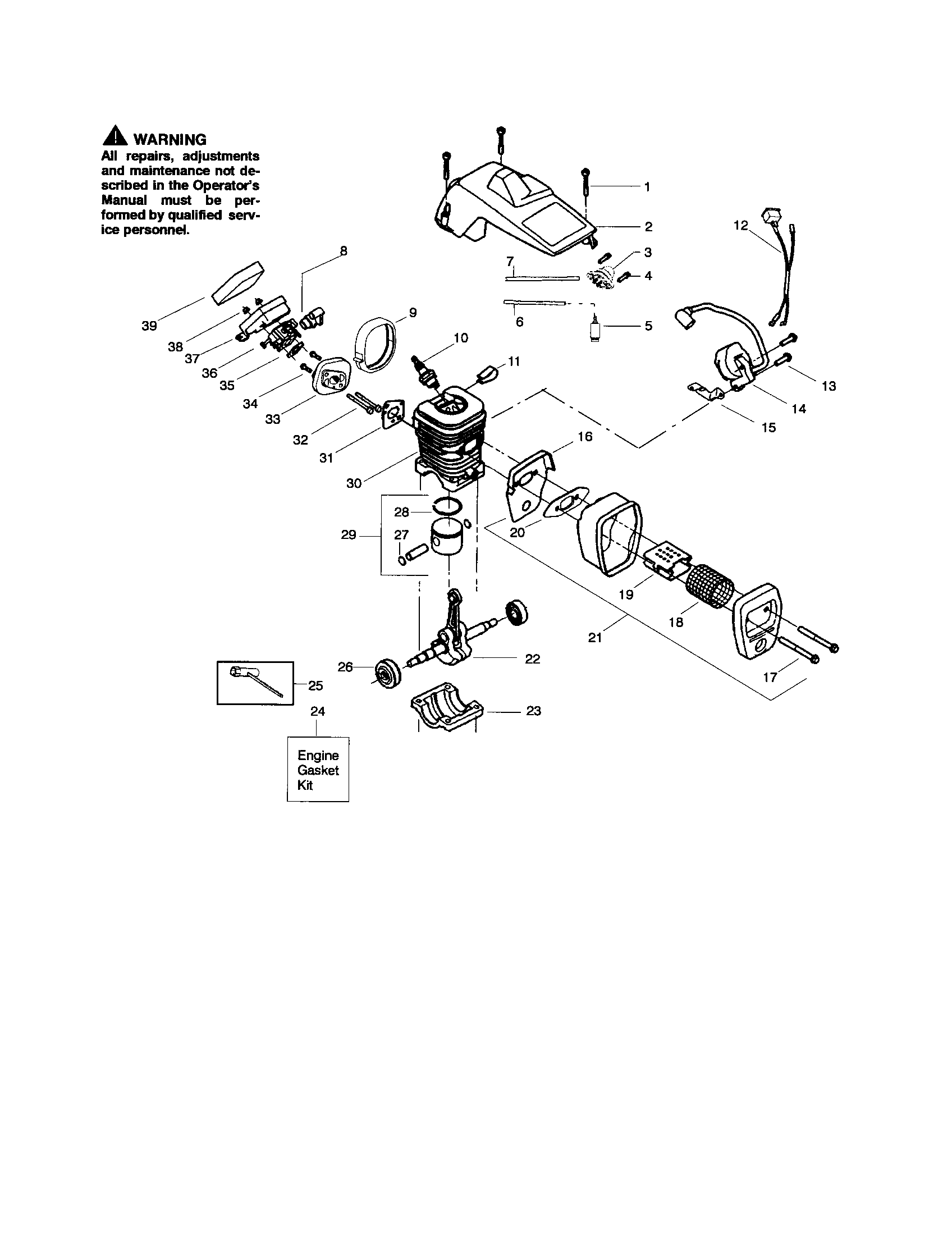 Poulan 2550SE TYPE 1 shield/cylinder/crankshaft diagram