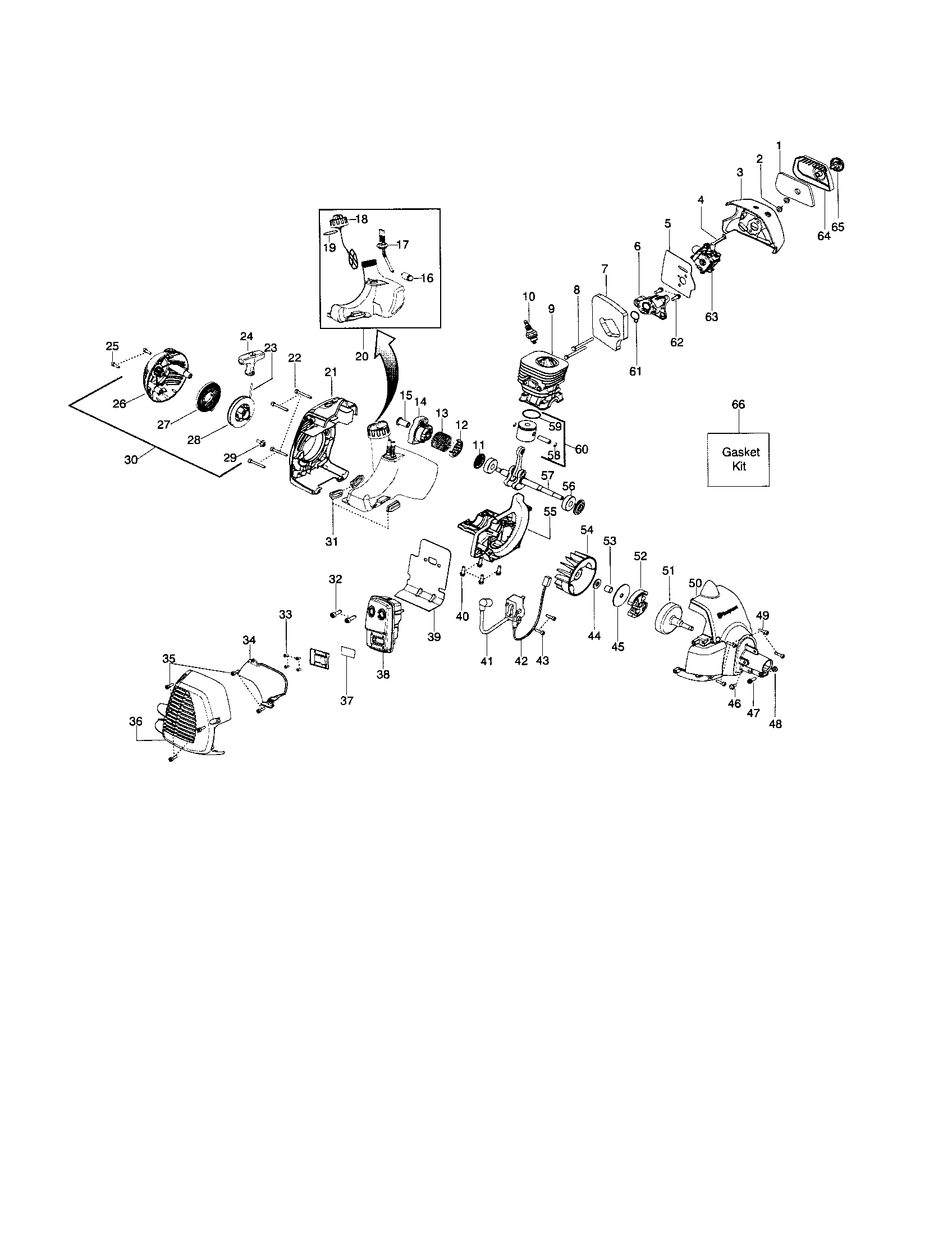 Husqvarna 125LSST cylinder/crankshaft/crankcase diagram