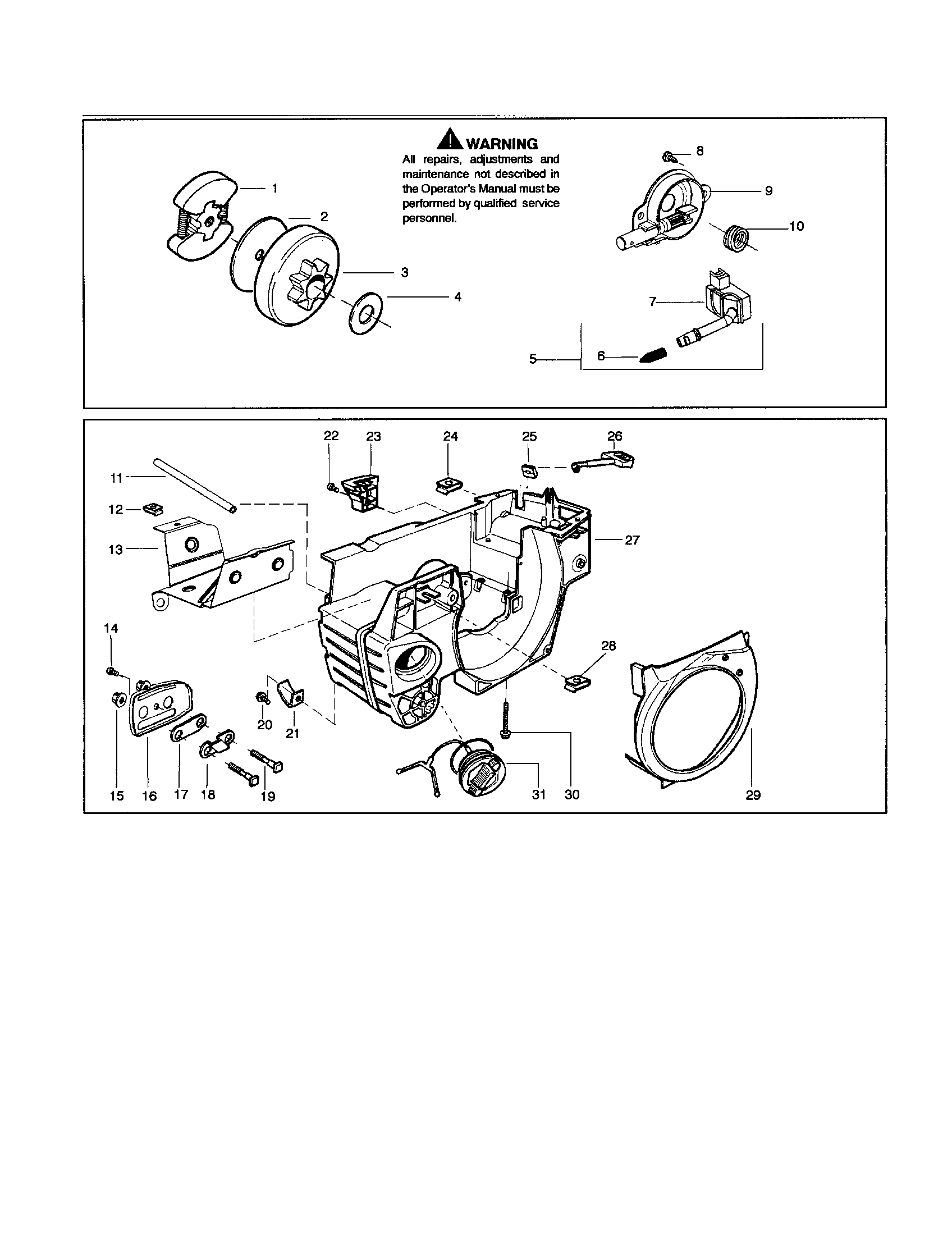 Husqvarna 136LE chassis/oil pickup & screen diagram