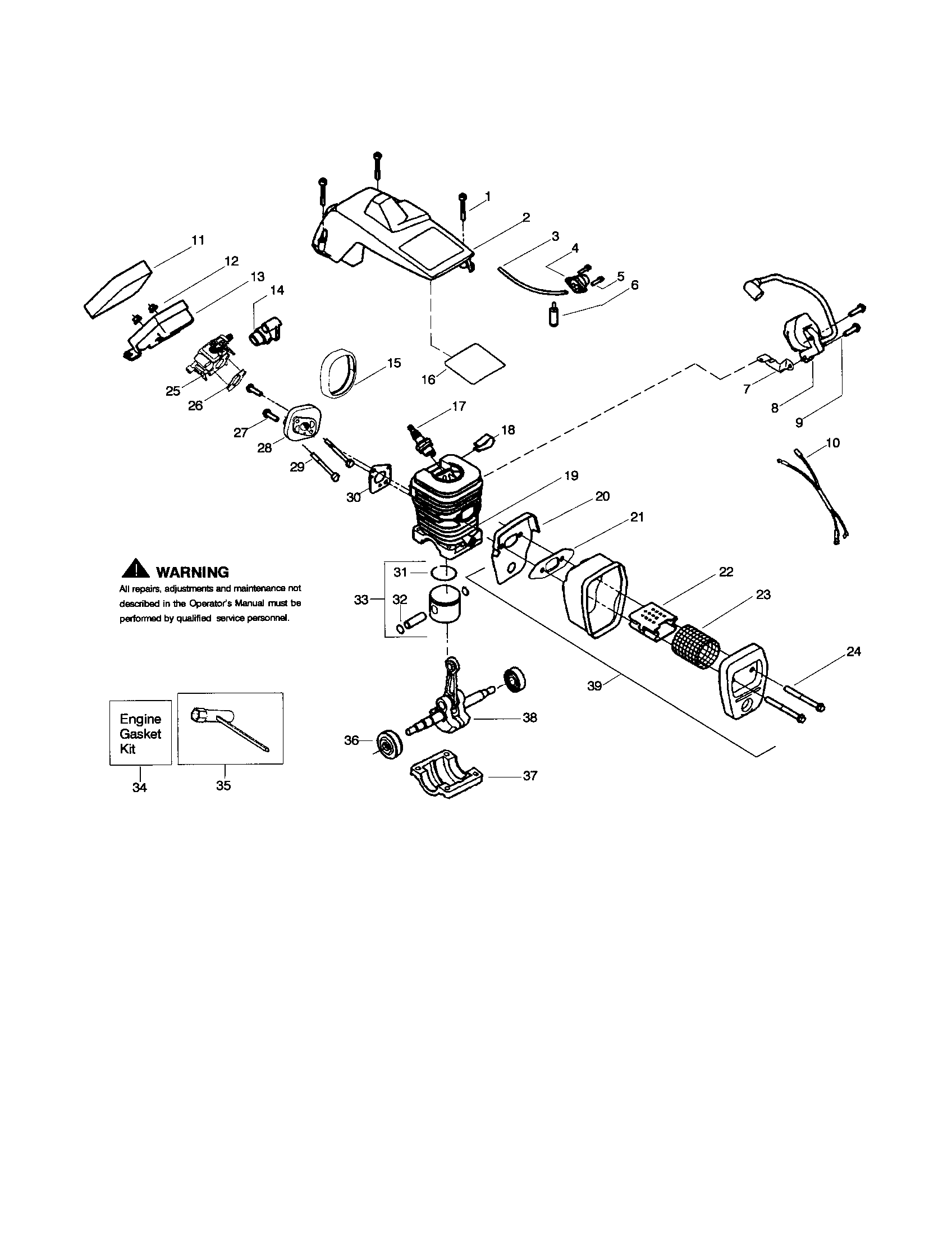 Poulan 2150 TYPE 7 shield/cylinder/crankshaft diagram
