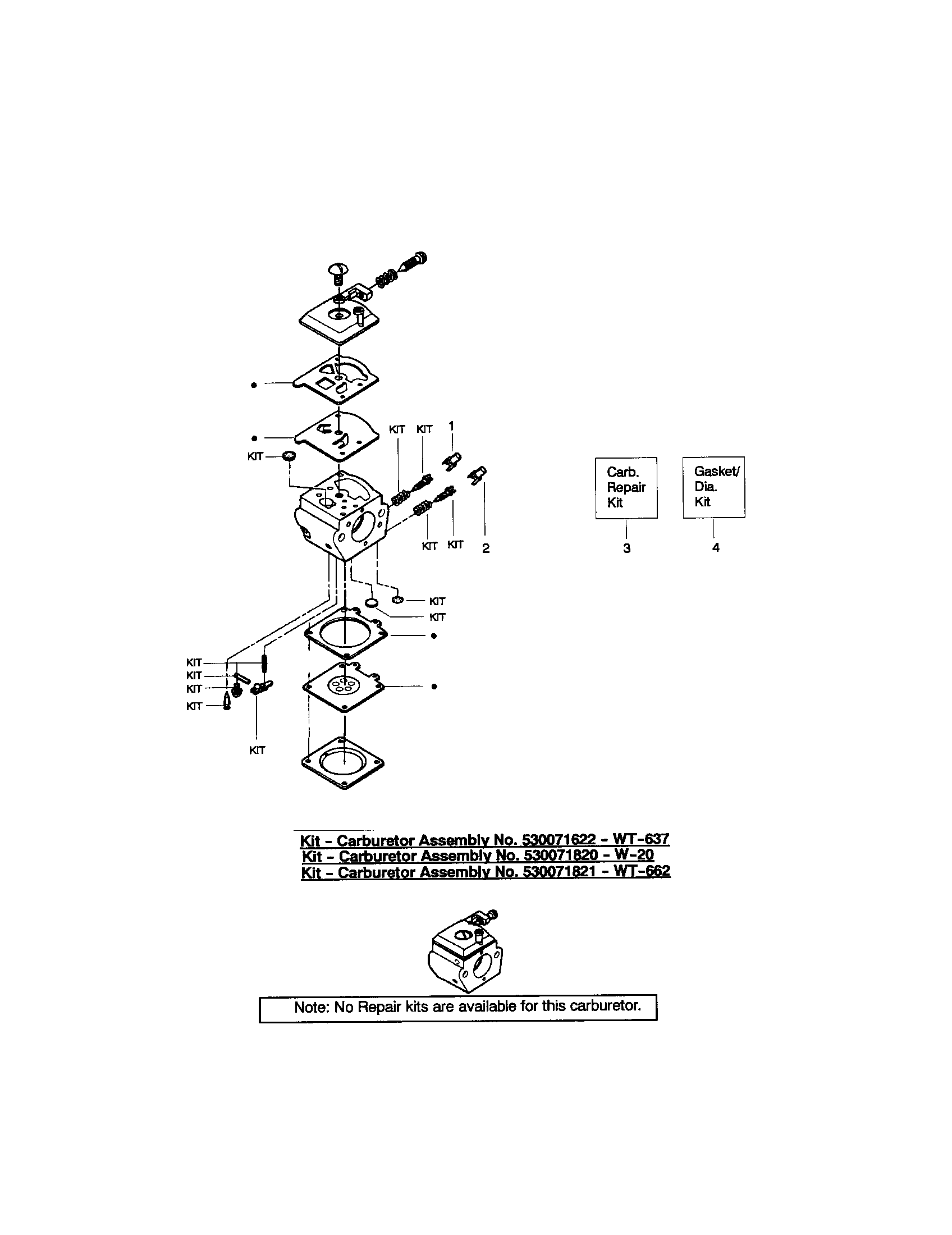Poulan 2375LE TYPE 1 carburetor (wt600) #530071410 diagram