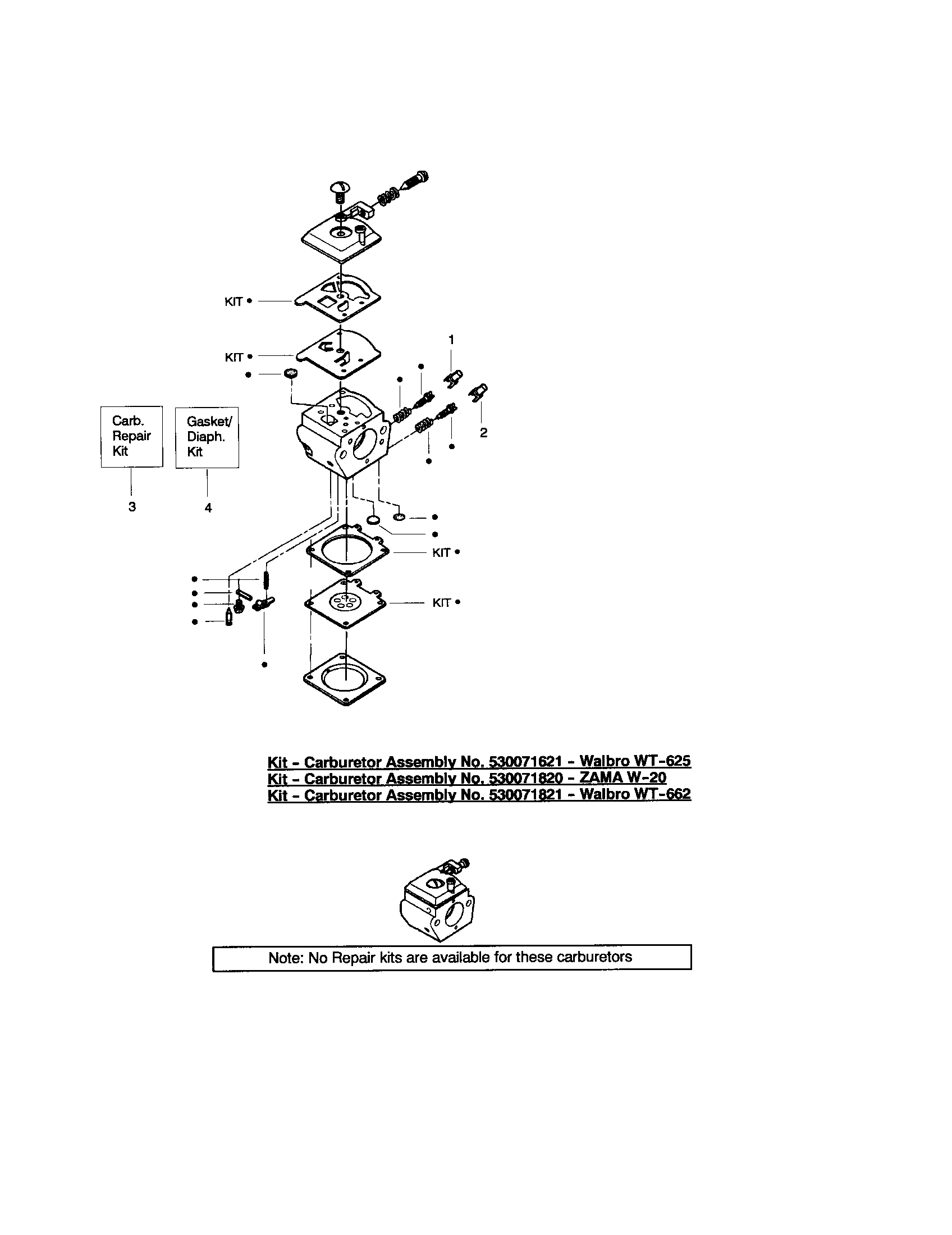 Poulan 2550LE TYPE 2 carburetor #530071409-wt599 diagram