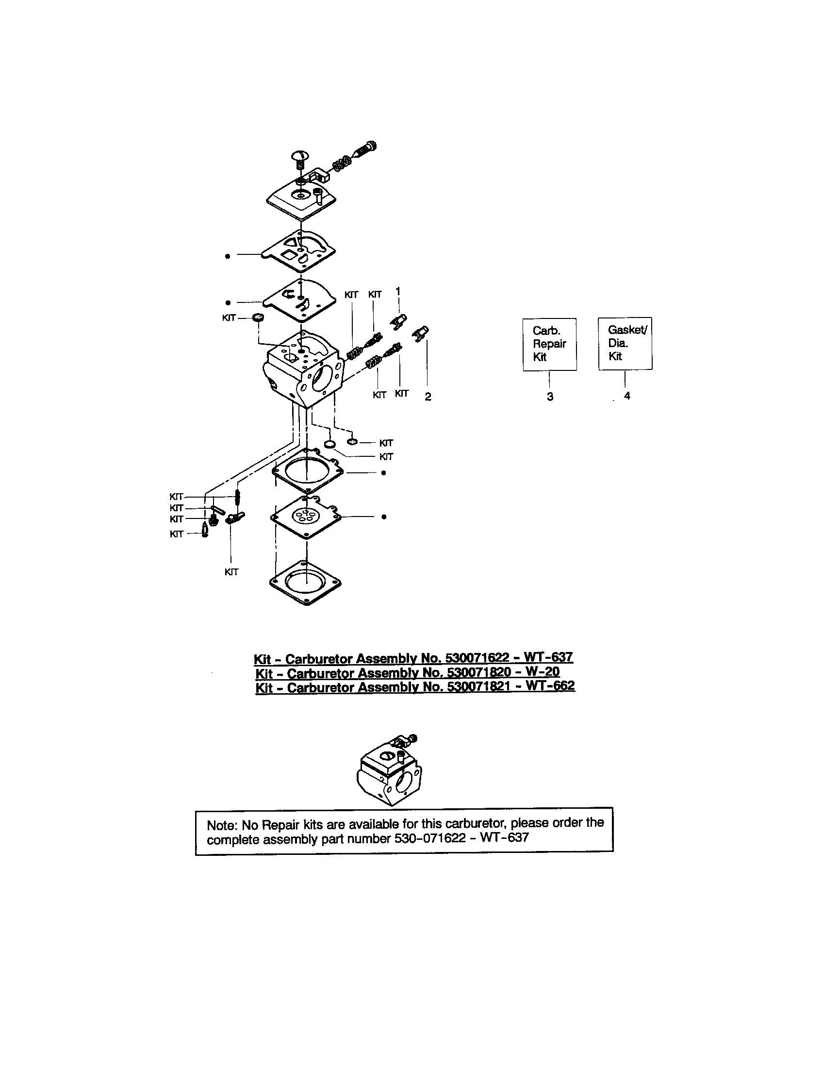 Poulan 1950LE TYPE 2 carburetor - wt600 - #530071410 diagram