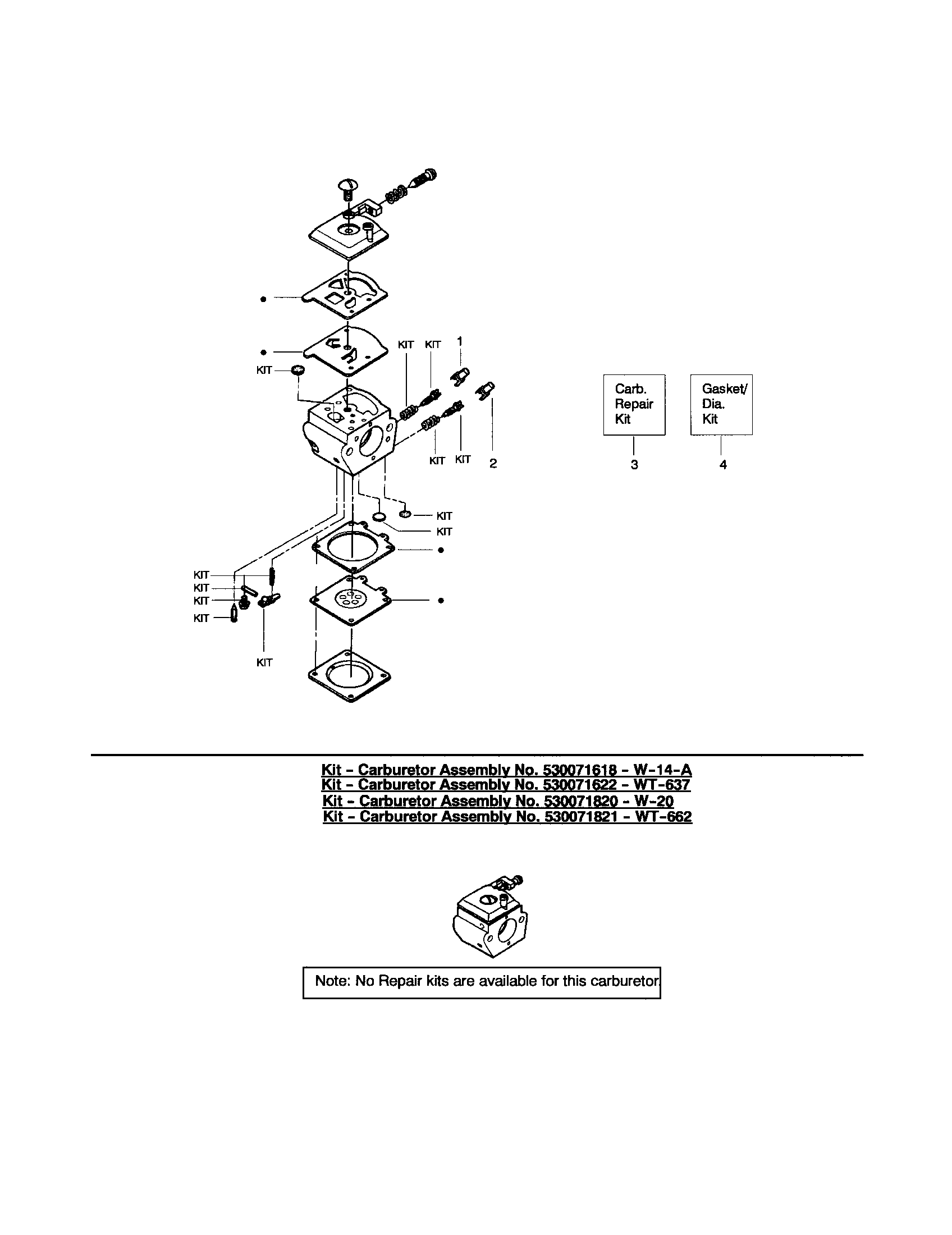Poulan 2150LE TYPE 1 carburetor - wt600 - #530071410 diagram
