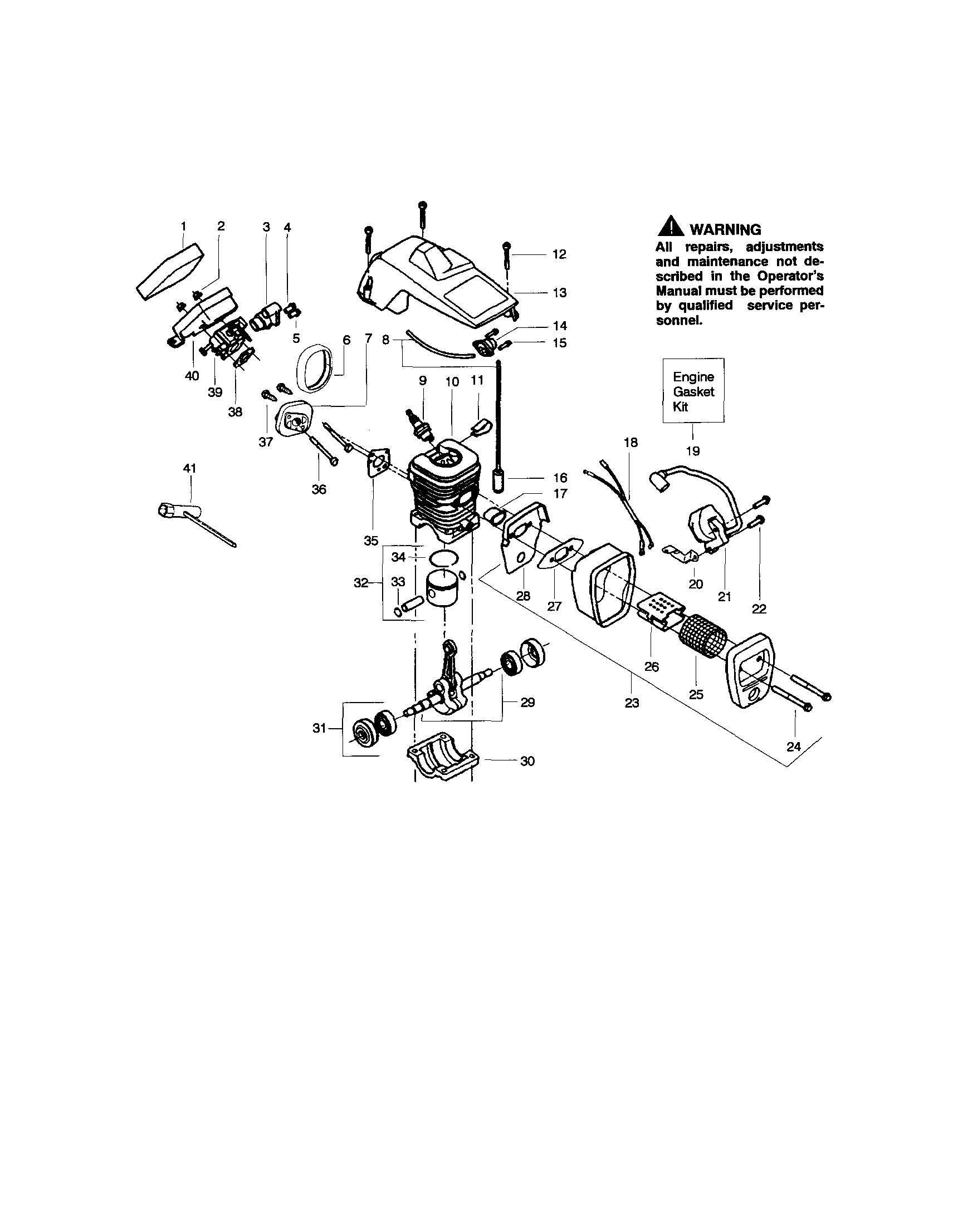 Poulan 2055 TYPE 1-5 shield/cylinder/crankshaft diagram