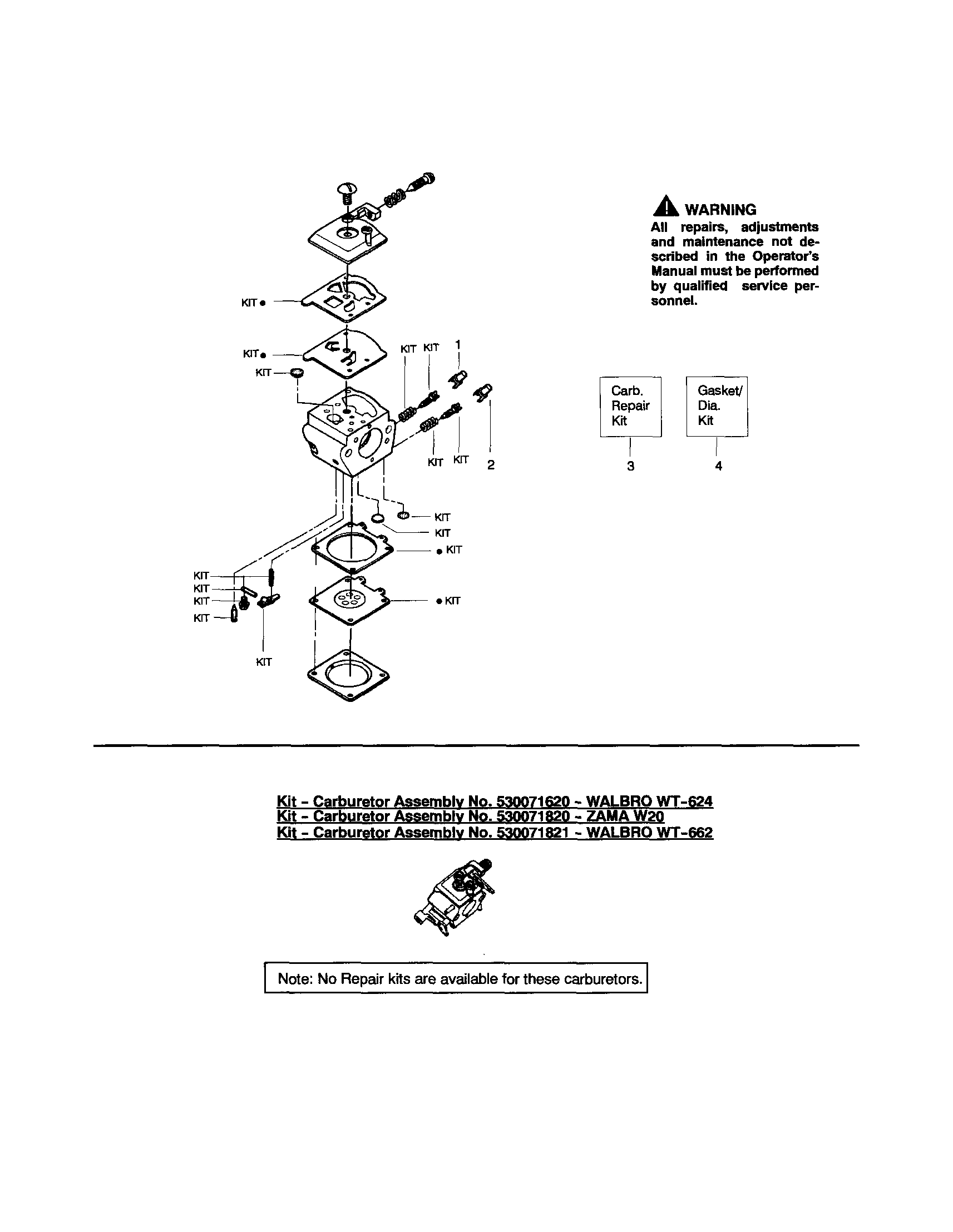 Poulan 2055 TYPE 1-5 carburetor - wt324 - #530069703 diagram