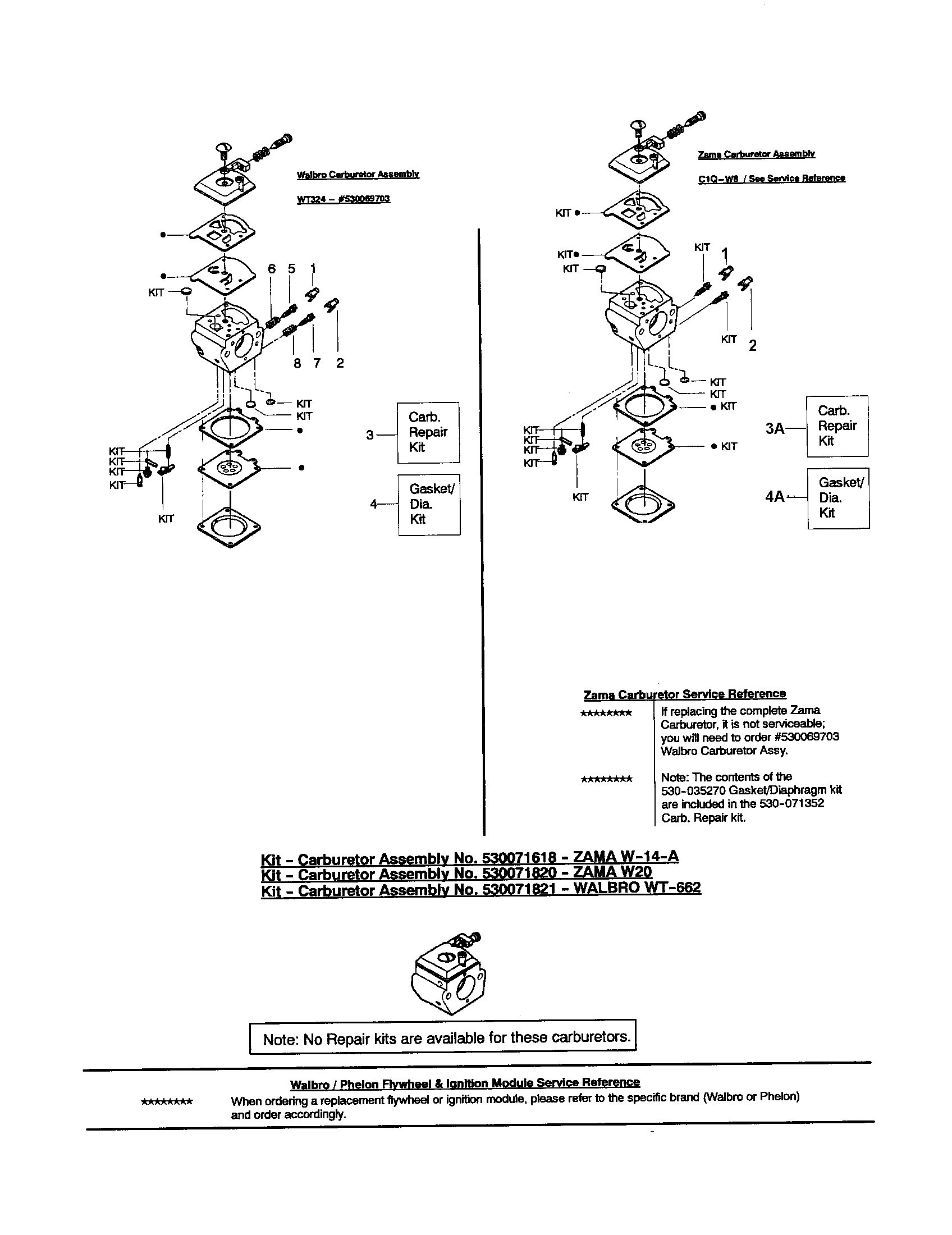Poulan 1950 TYPE 1-5 carburetor - walbro/zama diagram