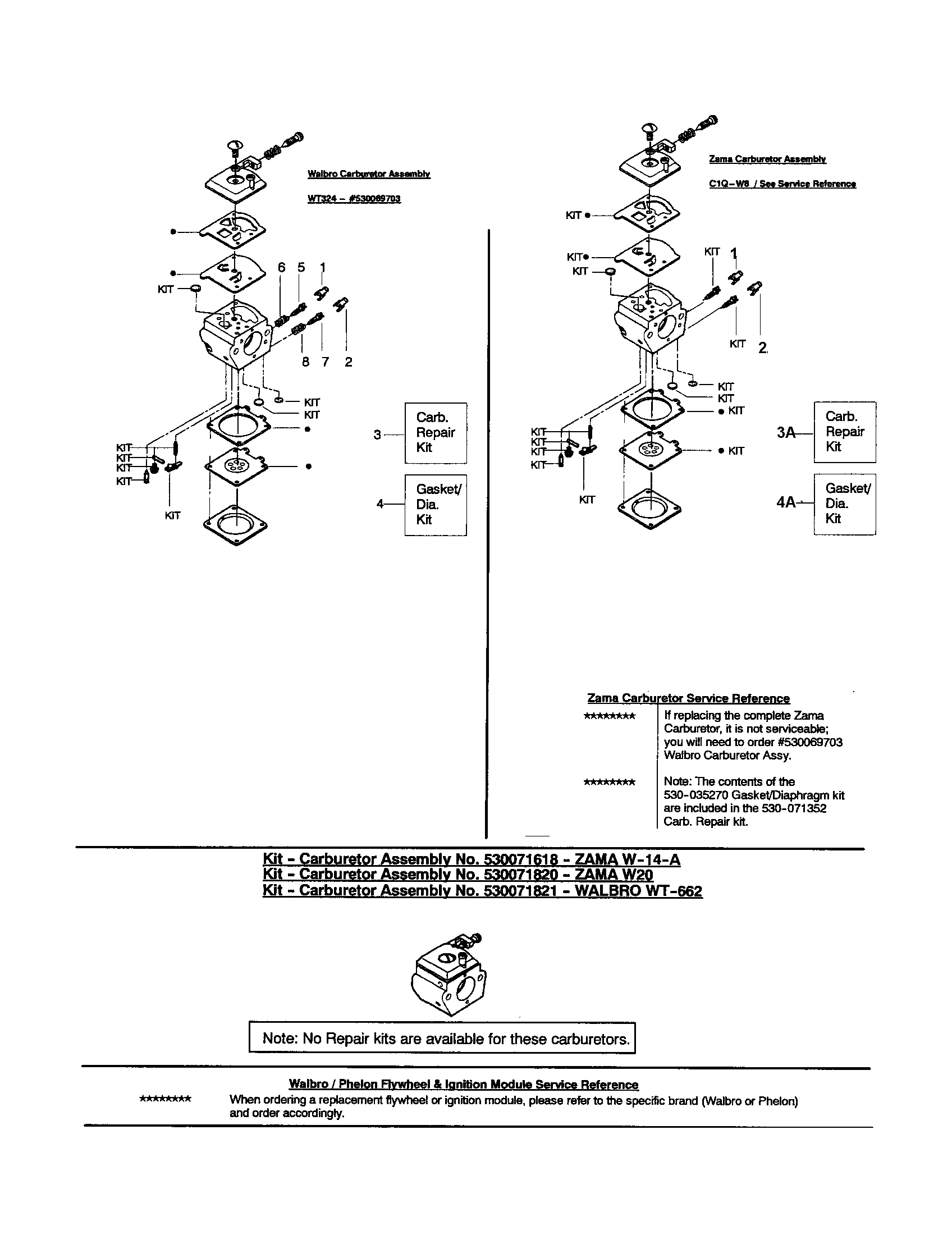 Poulan 1950 TYPE 6 carburetor - walbro/zama diagram