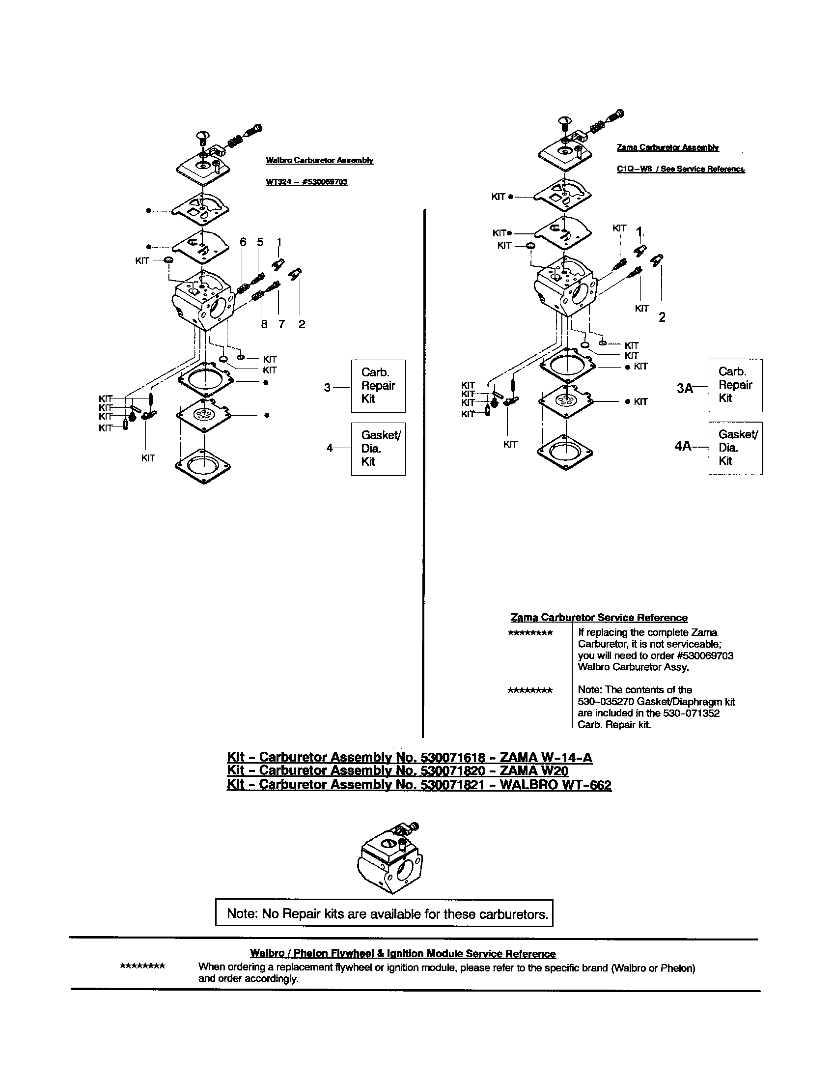 Poulan 1950 TYPE 7 carburetor - walbro/zama diagram