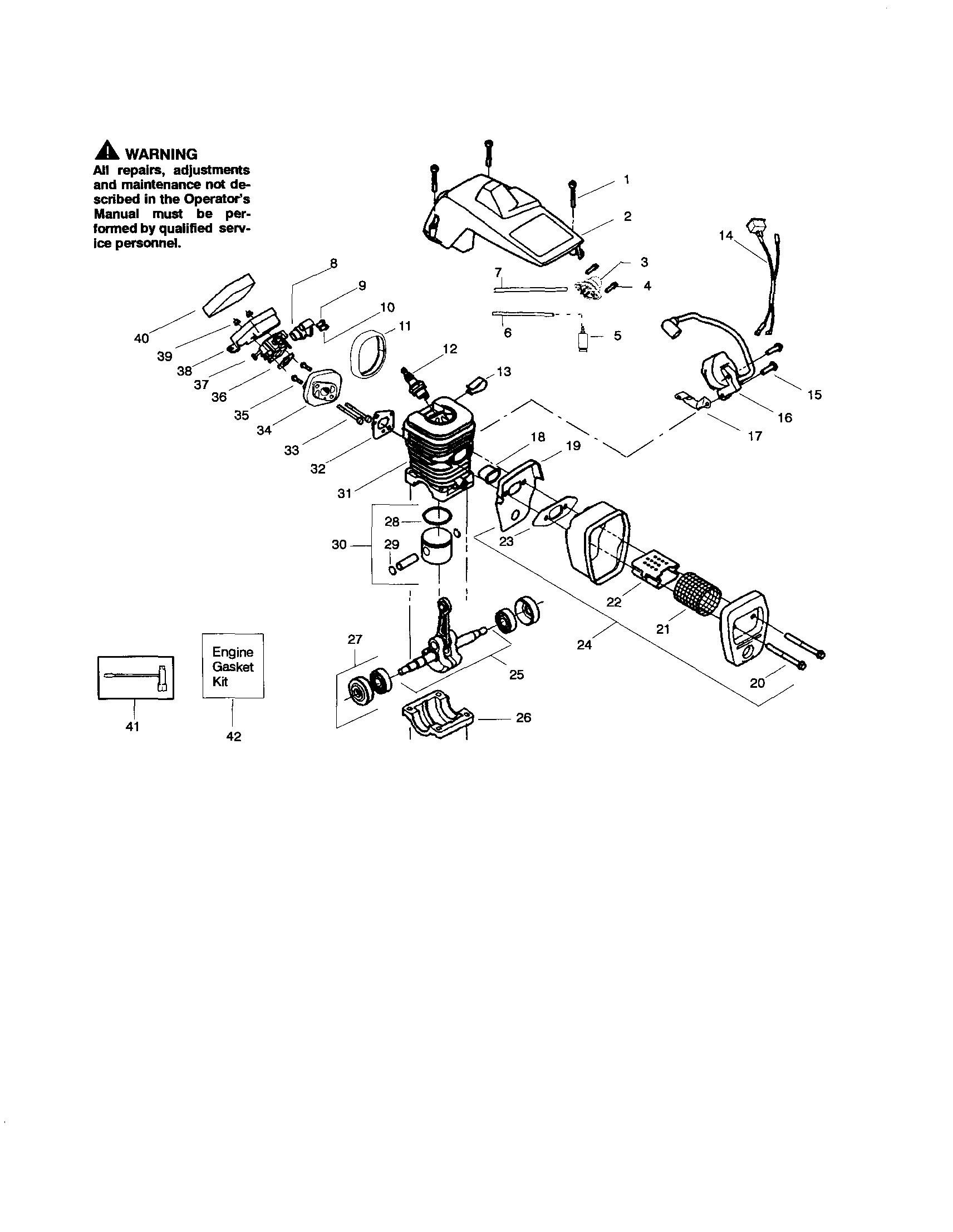 Poulan 260 TYPE 1-3 shield/cylinder/crankshaft diagram