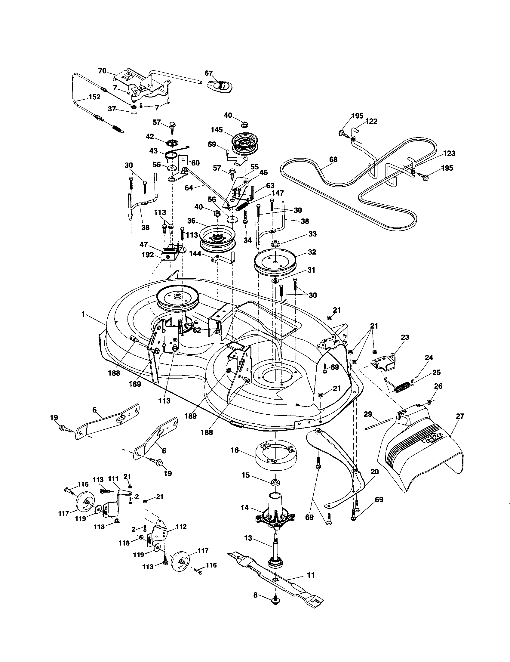 Craftsman 917256790 mower deck diagram