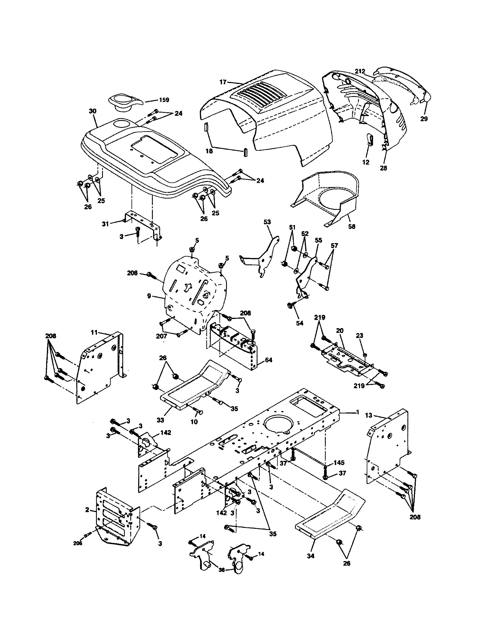 Poulan PPR20H42STC chassis diagram