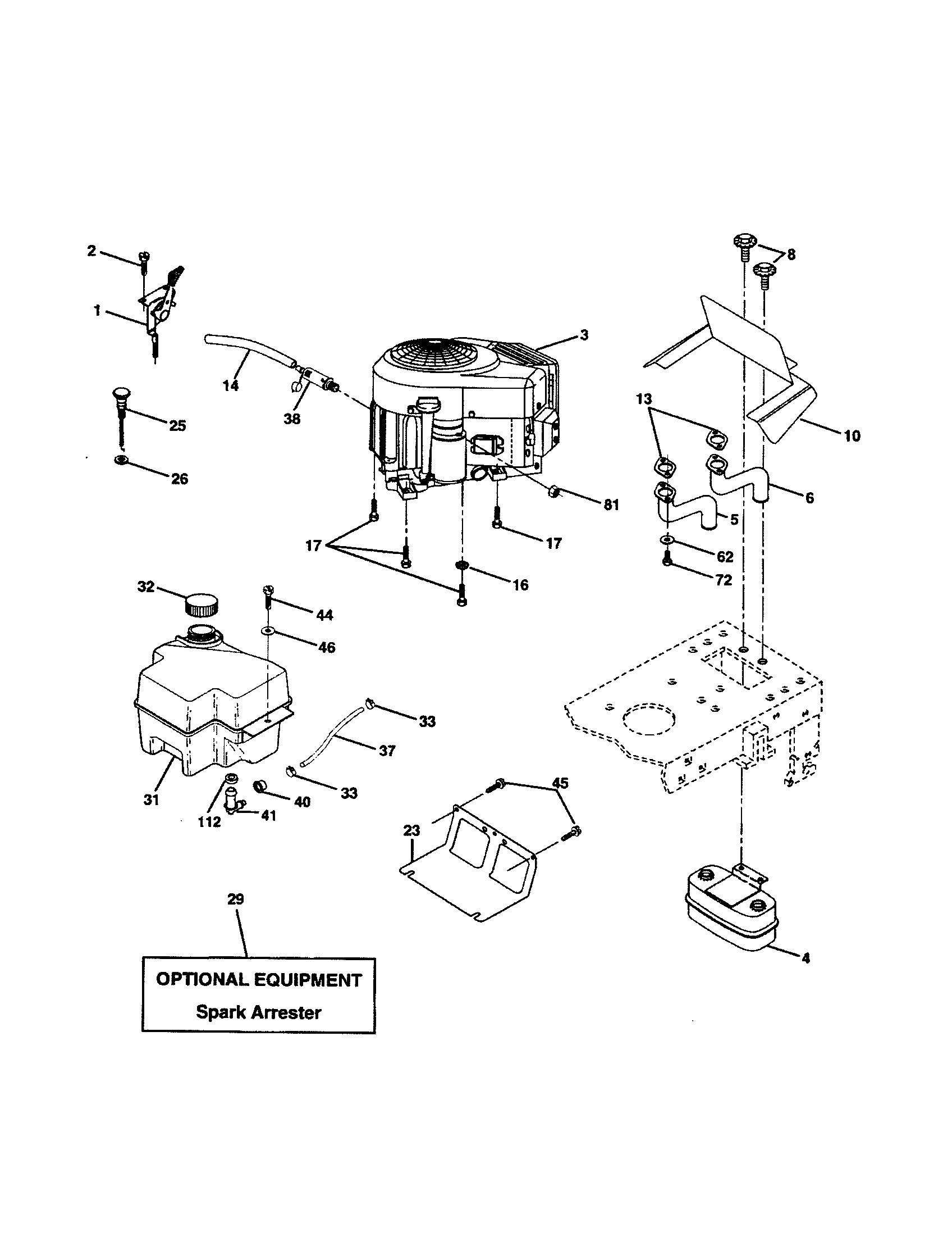 Poulan PPR20H42STC engine diagram