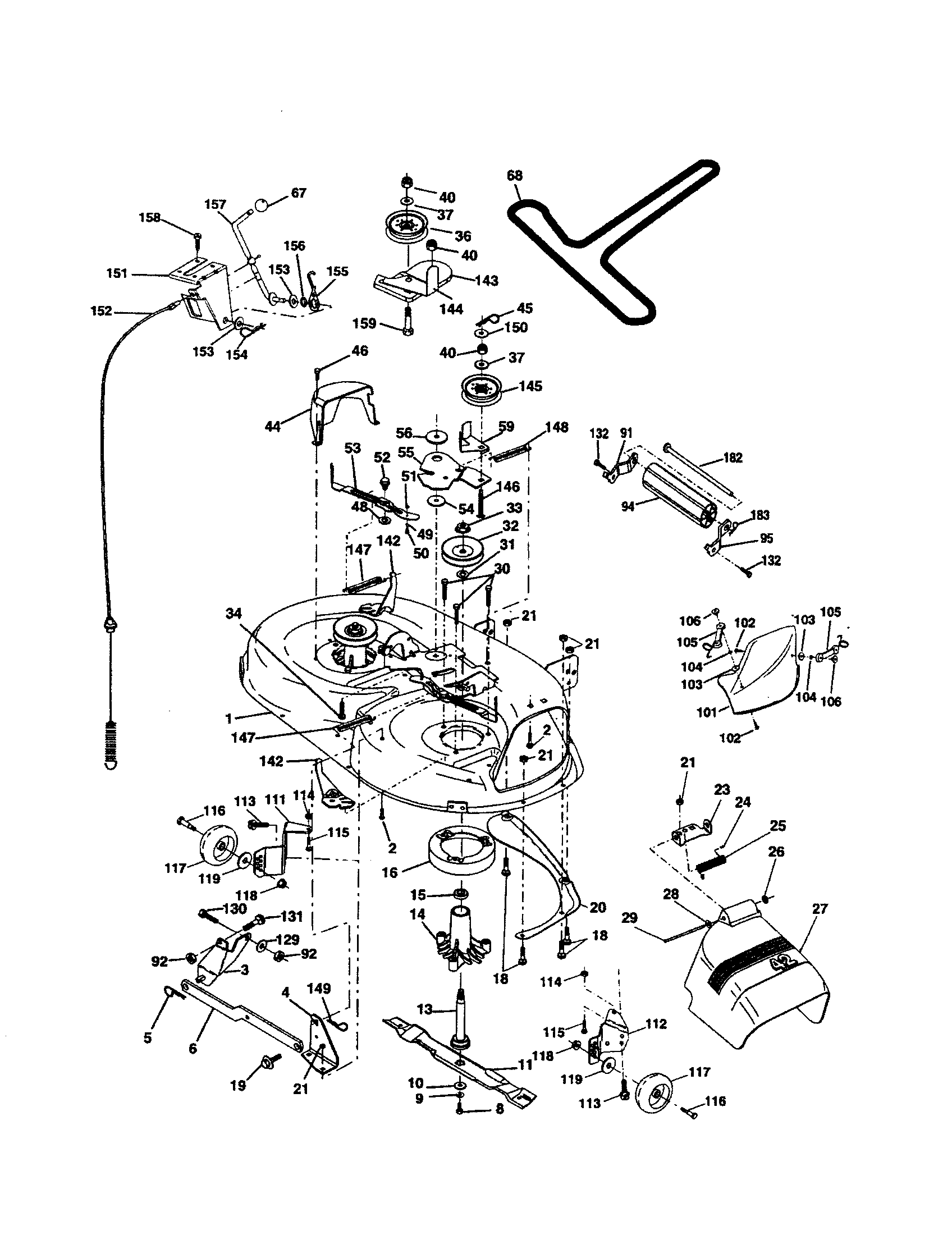 Poulan PPR20H42STC mower deck diagram