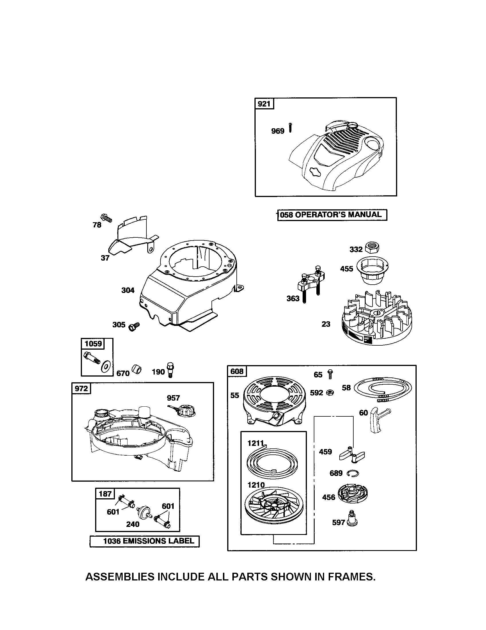 Craftsman 917371830 rewind starter/fuel tank/flywheel diagram
