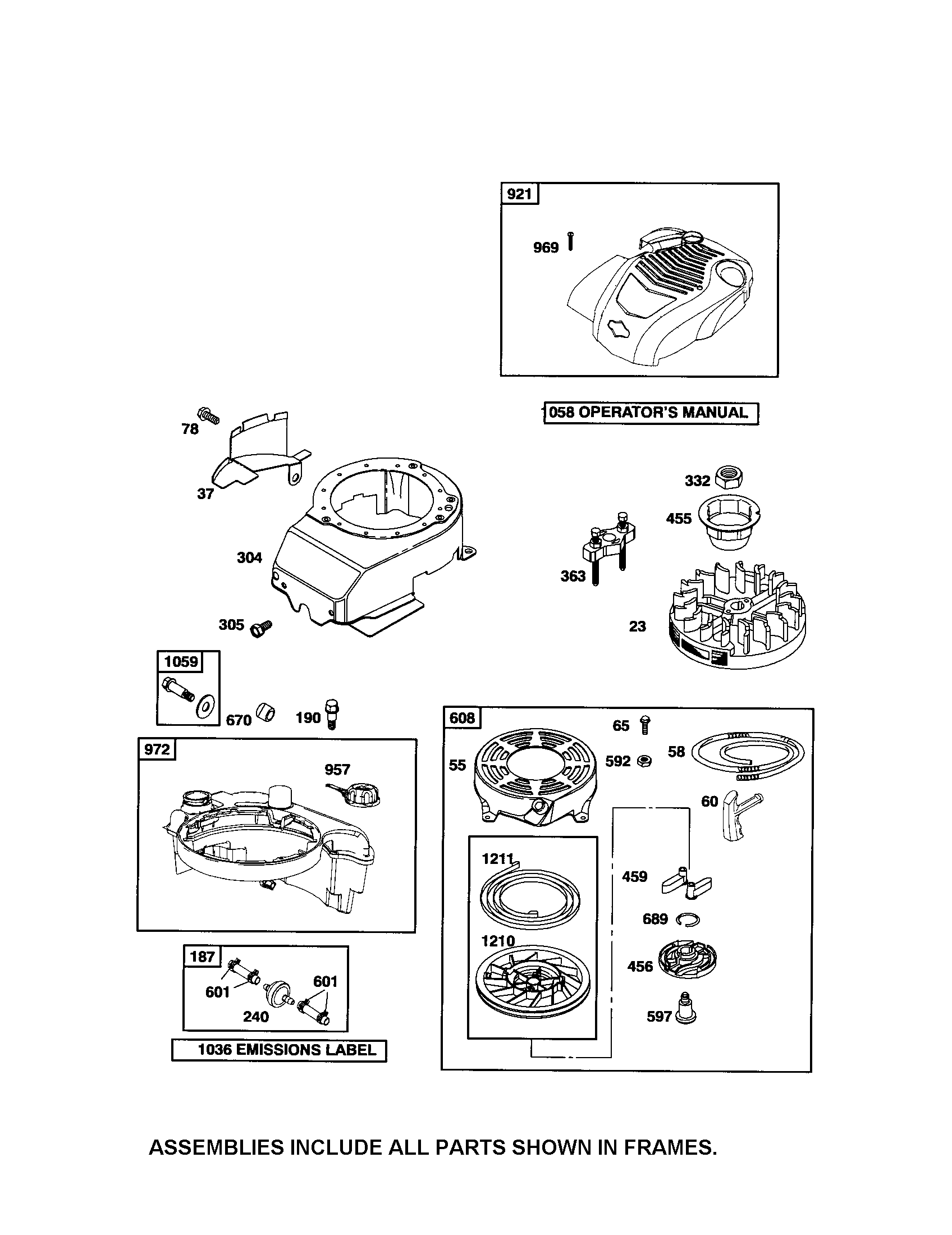 Craftsman 917371950 rewind starter/fuel tank/flywheel diagram
