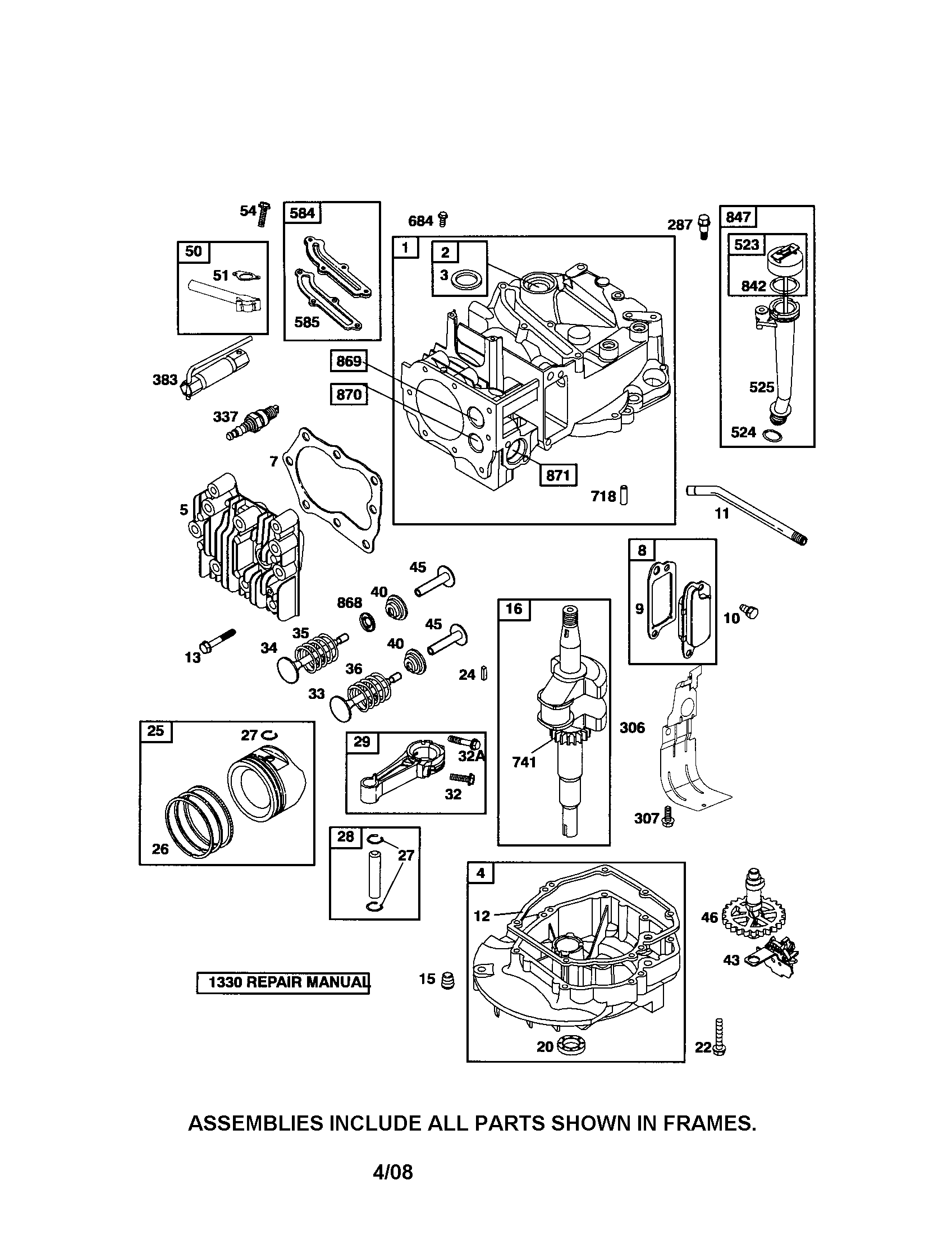 Craftsman 917371840 cylinder/crankshaft/sump diagram