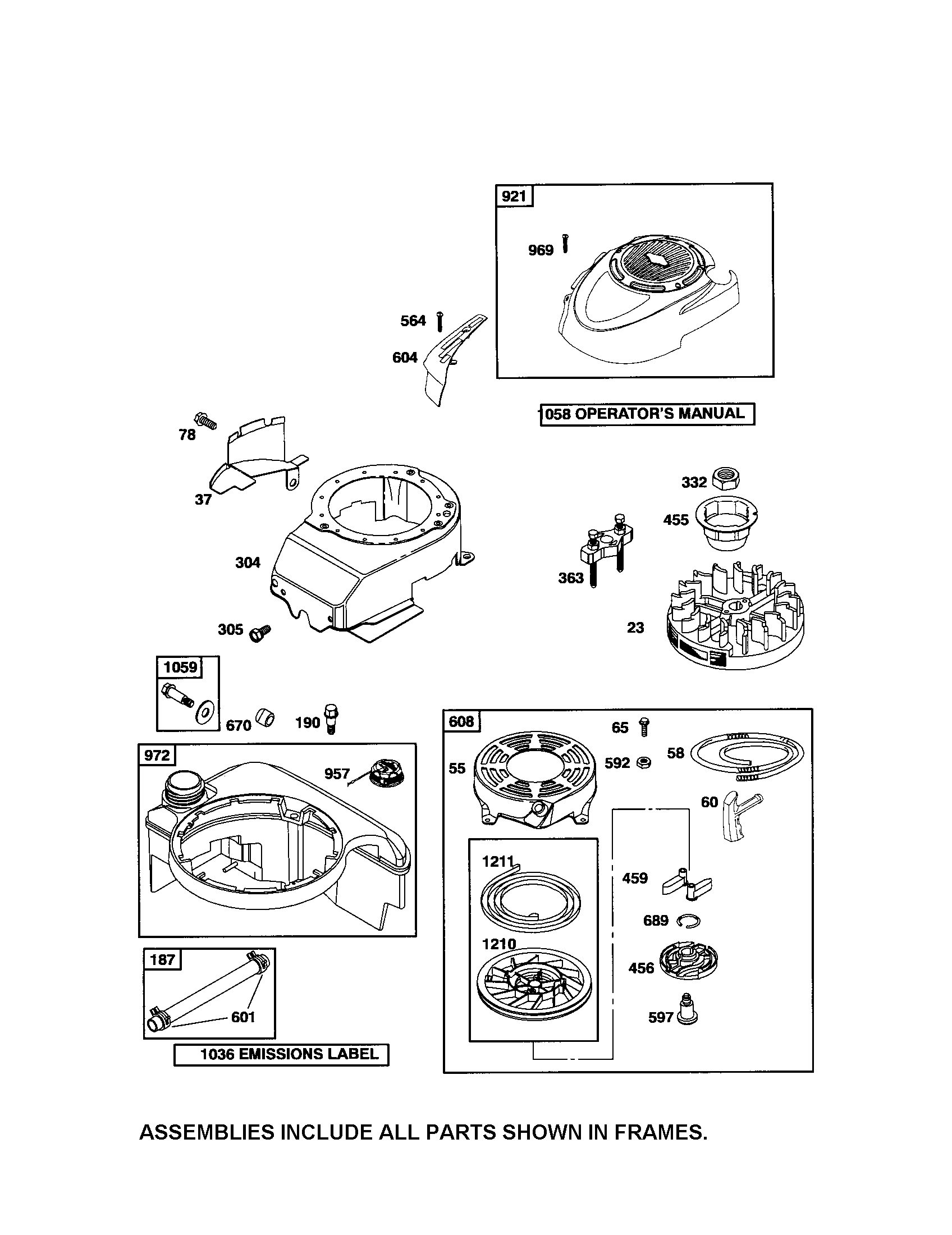 Craftsman 917375630 rewind starter/fuel tank/flywheel diagram