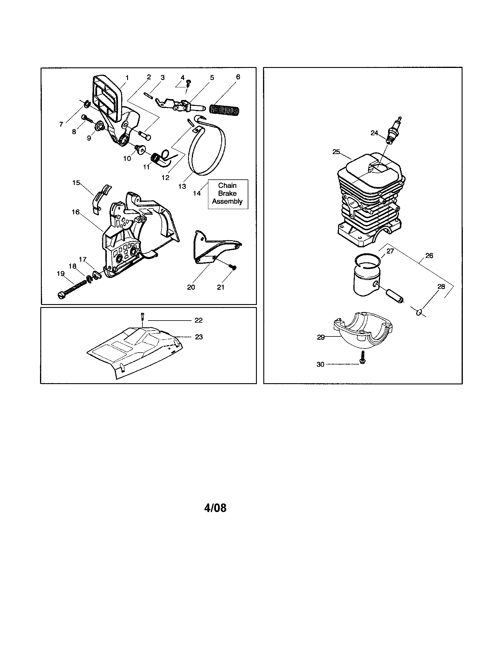Husqvarna 141LE cylinder/shield diagram