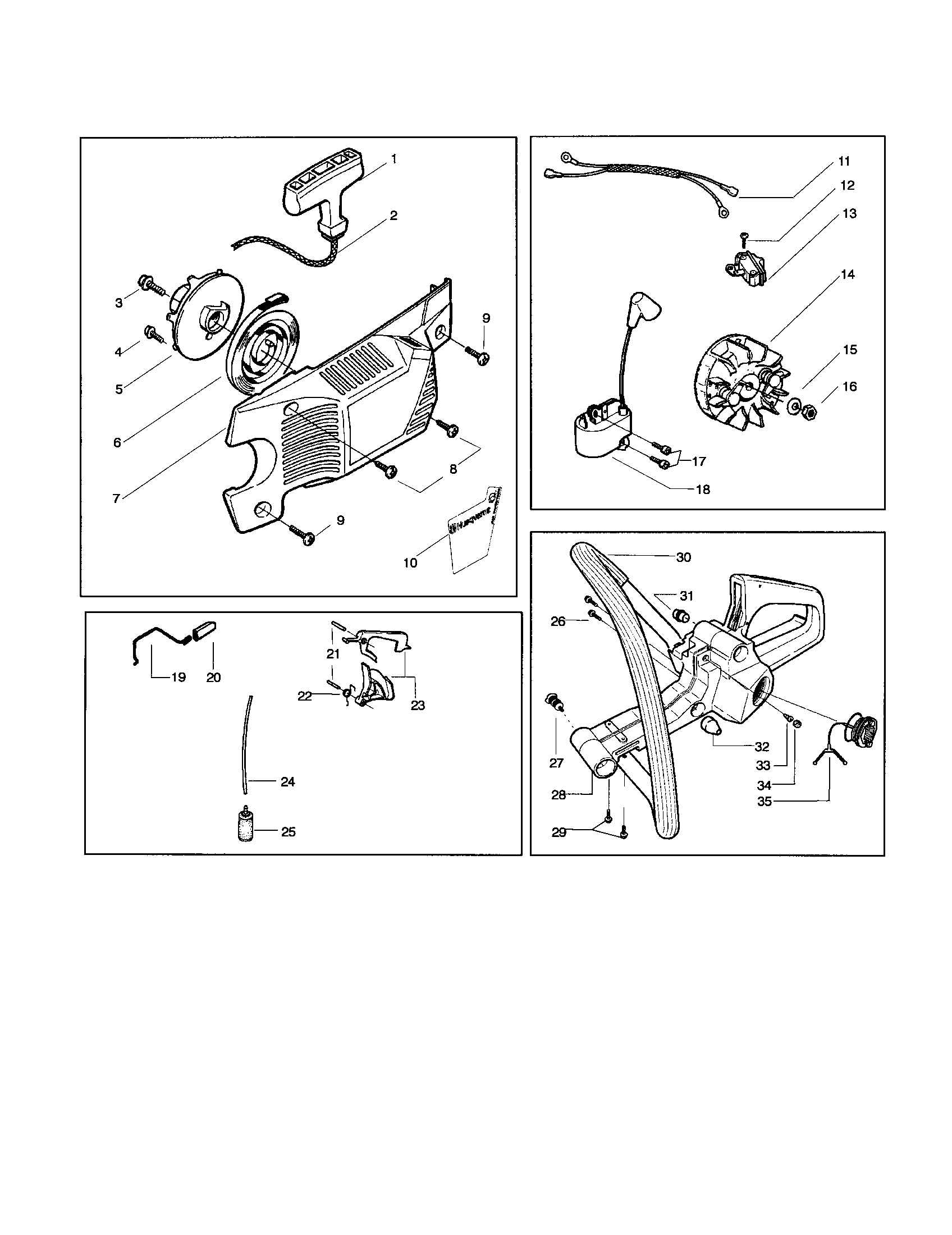 Husqvarna 141LE flywheel/fan housing diagram