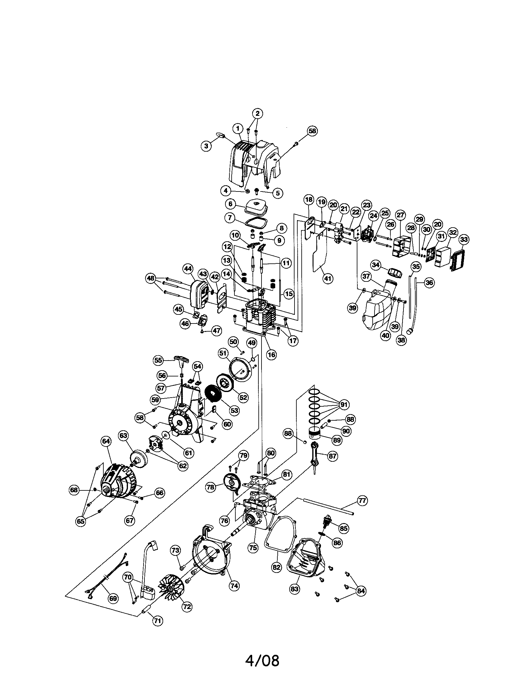 Craftsman 316292711 cylinder/crankcase/engine cover diagram