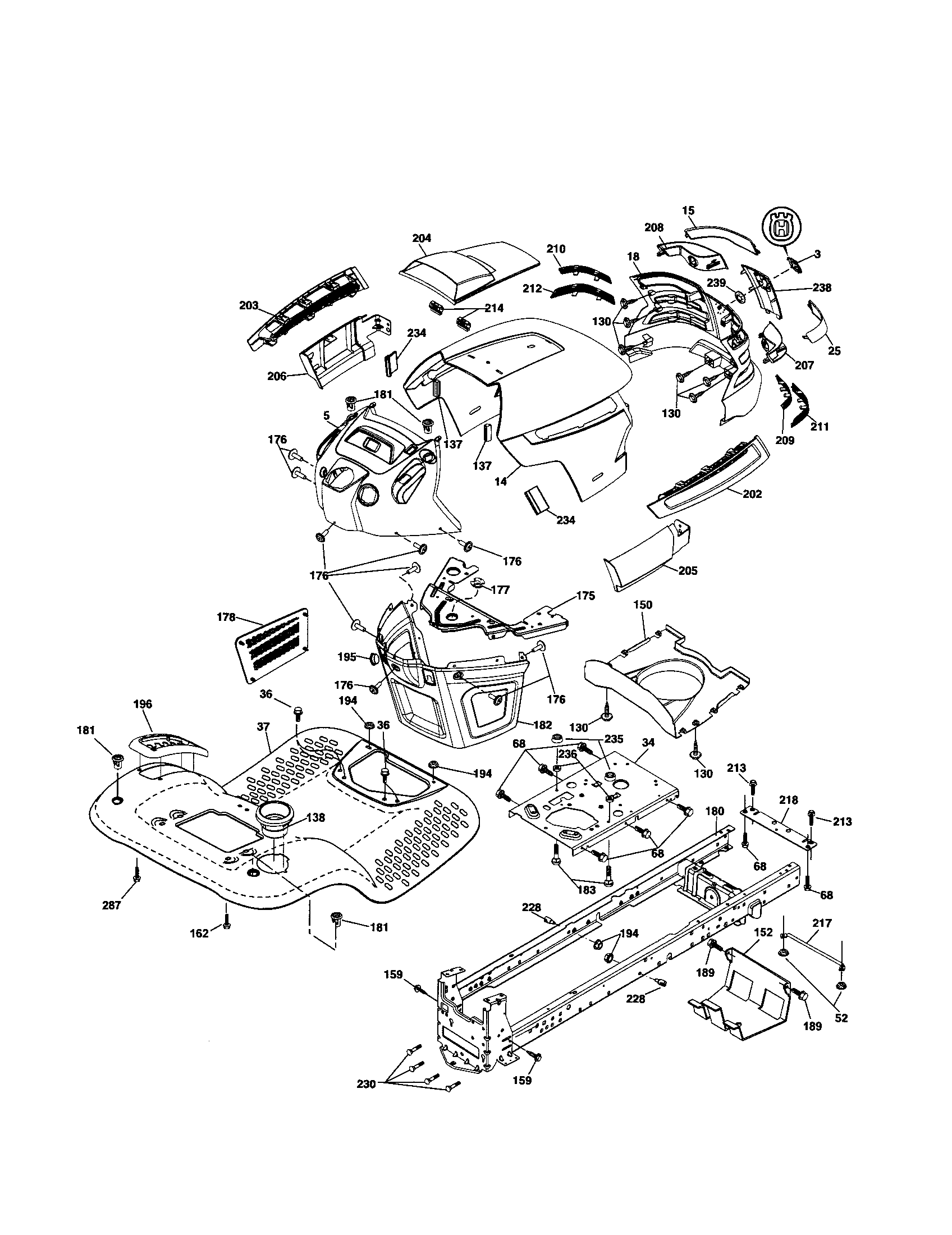 Husqvarna YTH2246-917287542 chassis diagram