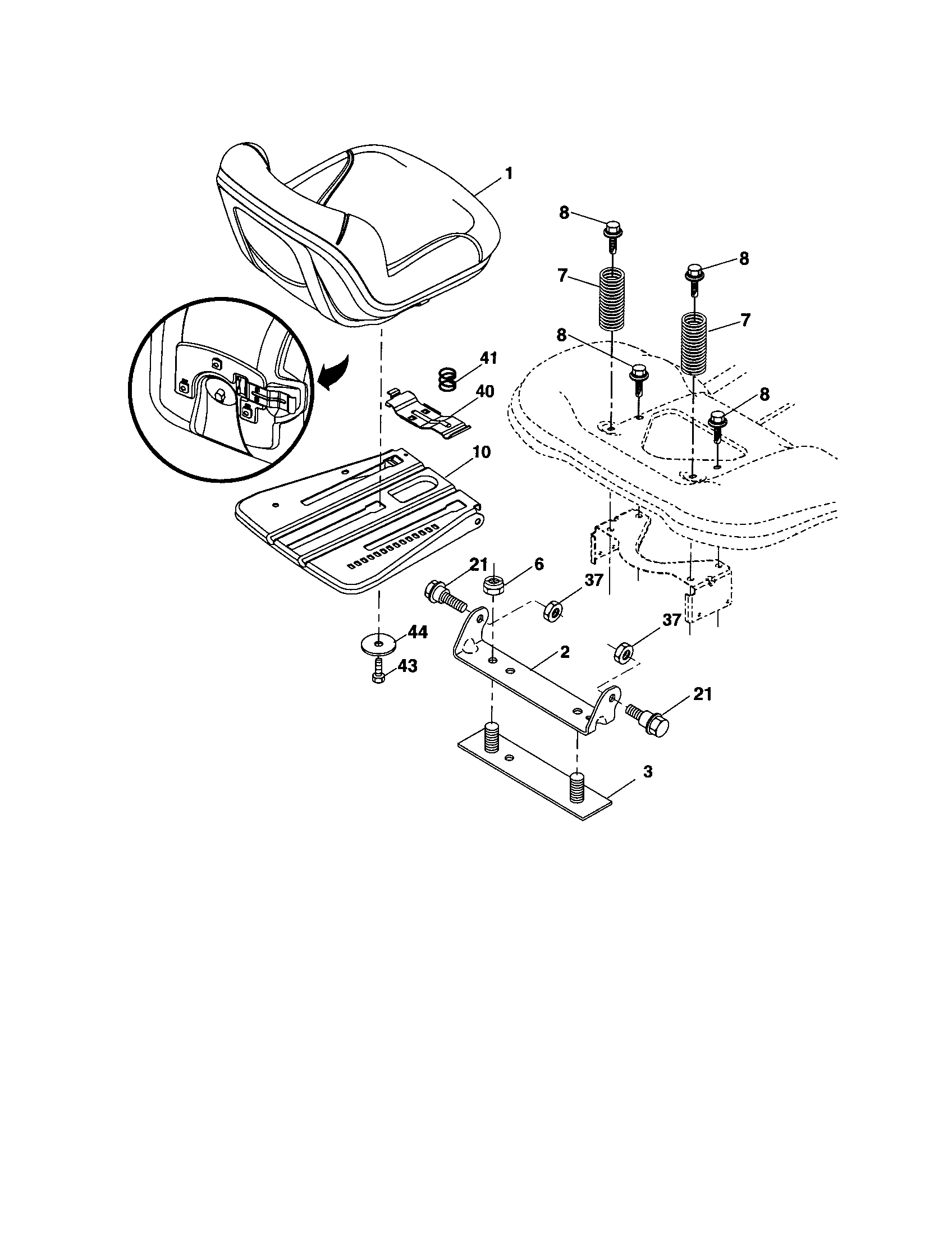 Husqvarna YTH2246-917287542 seat diagram