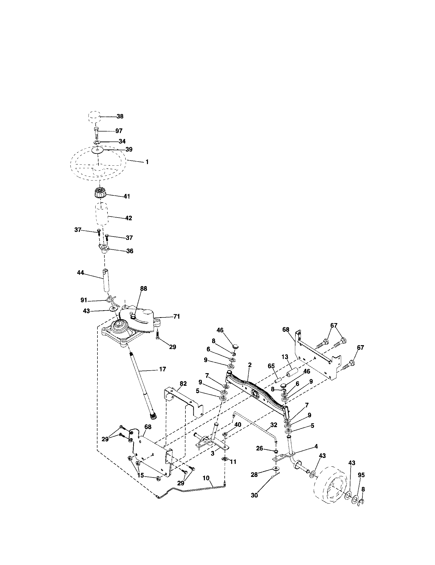 Craftsman 917287054 steering assembly diagram