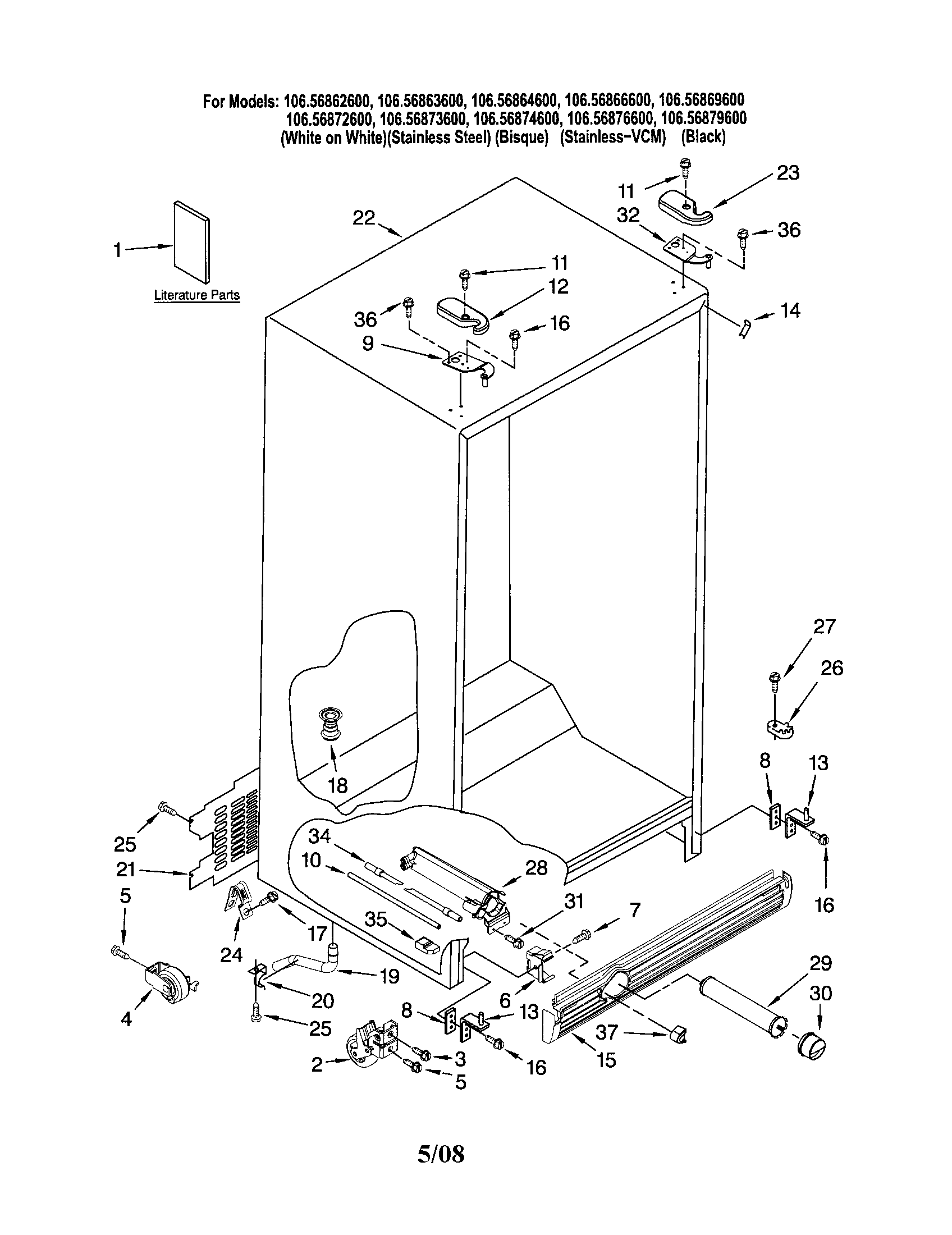 Kenmore 10656869601 cabinet diagram