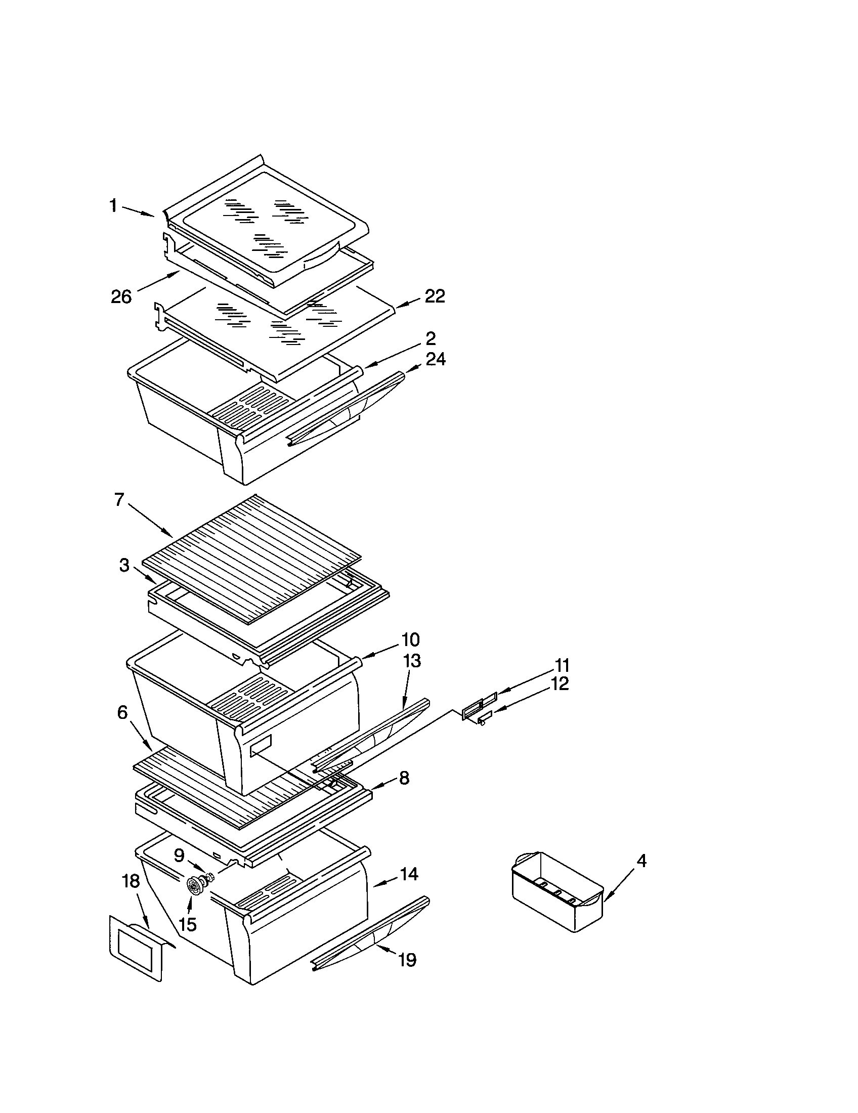 Kenmore 10656869601 refrigerator shelf diagram