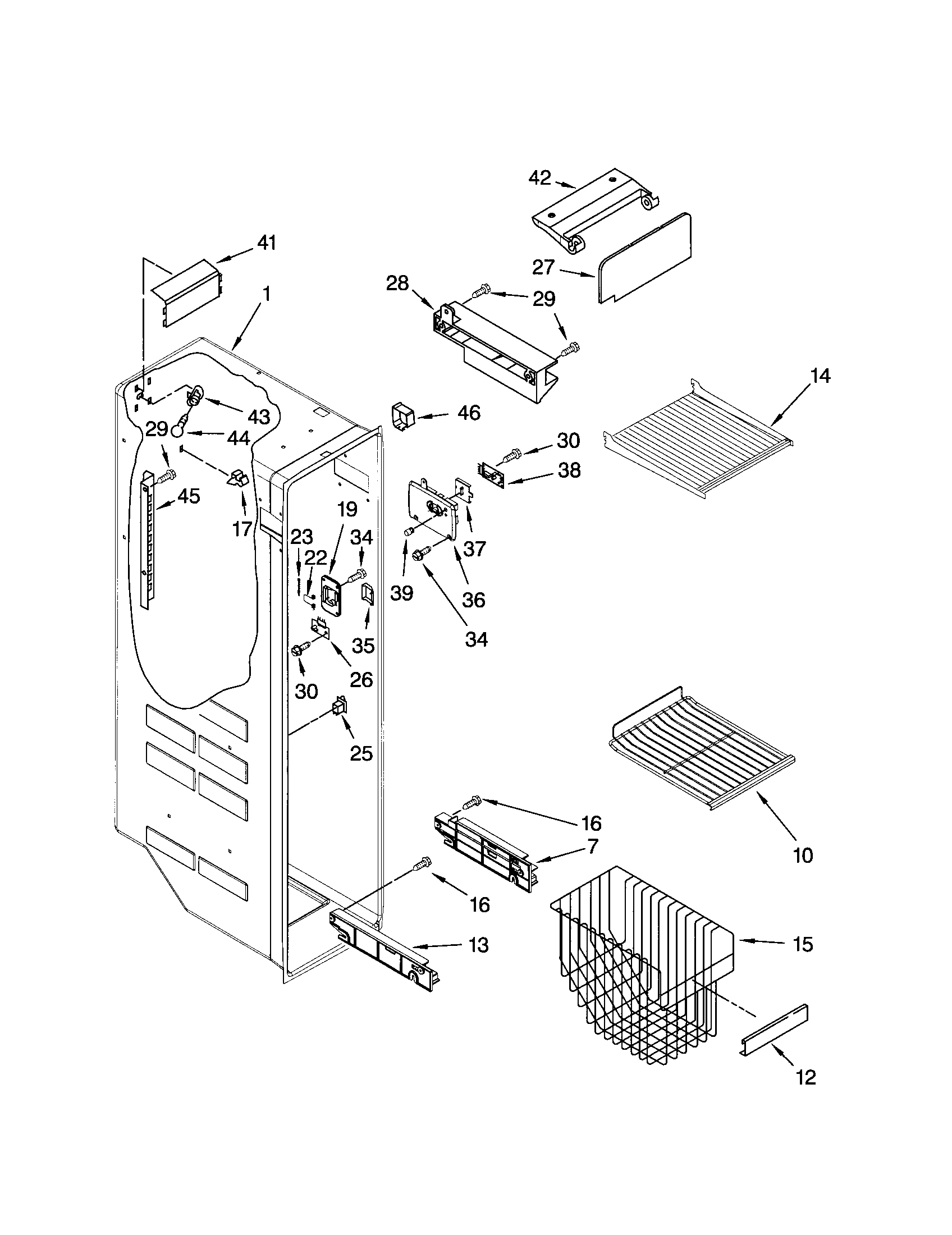 Kenmore 10656869601 freezer liner diagram