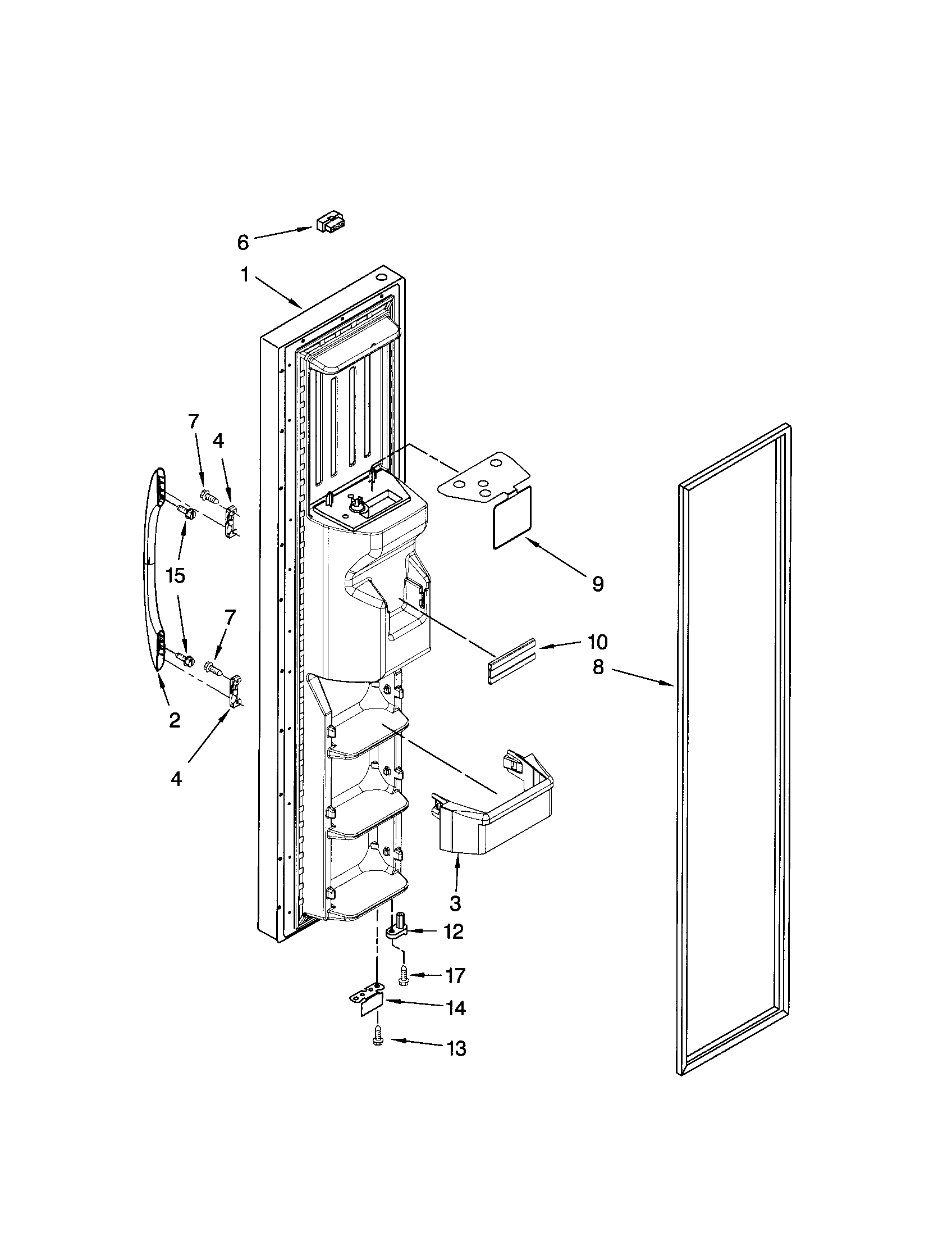 Kenmore 10656869601 freezer door diagram