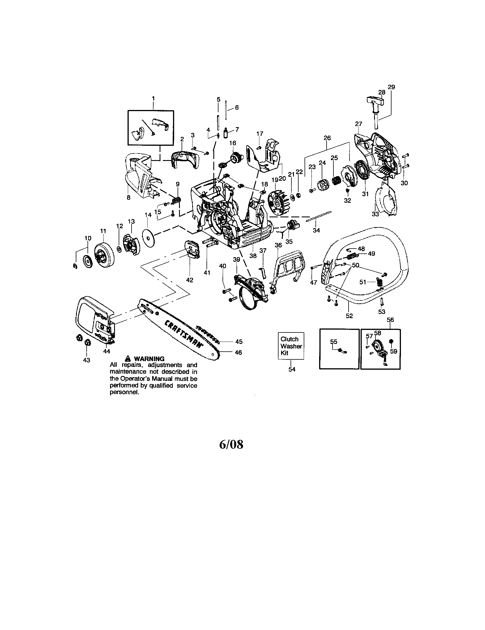 Craftsman 358351820 chassis/bar/handle diagram