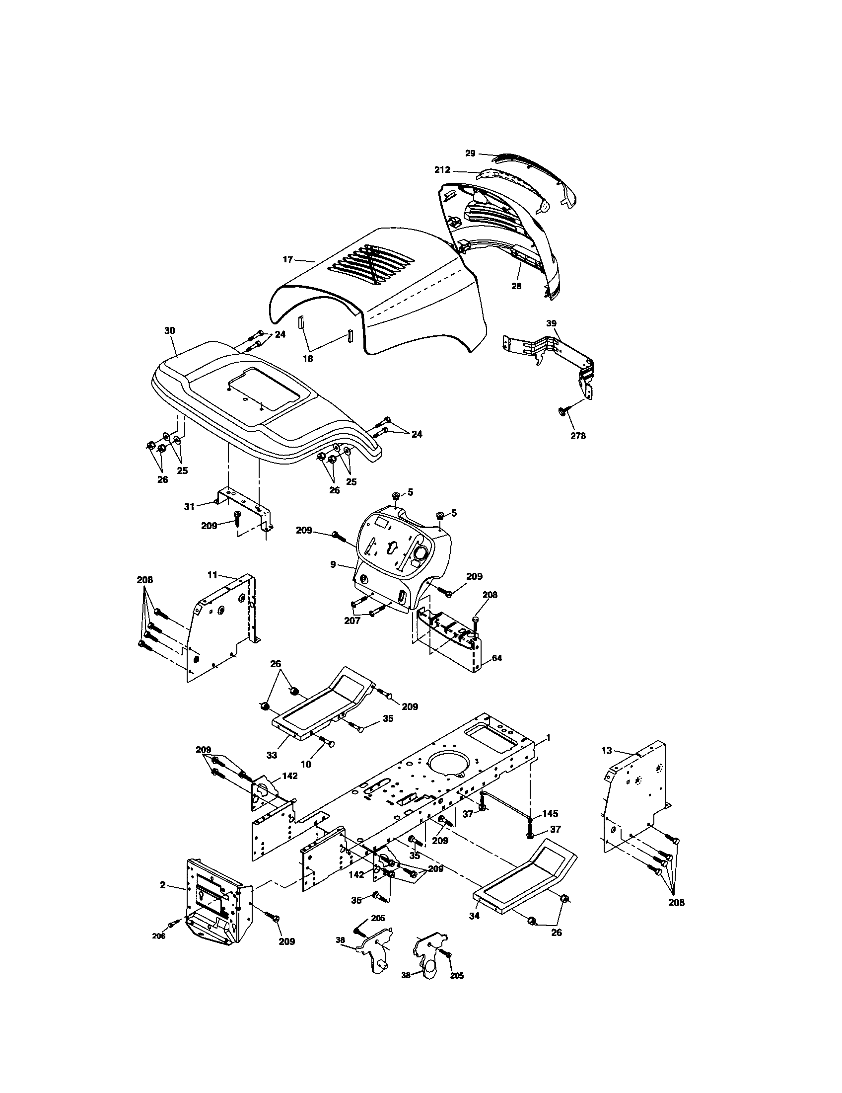 Poulan PD15538LT chassis diagram