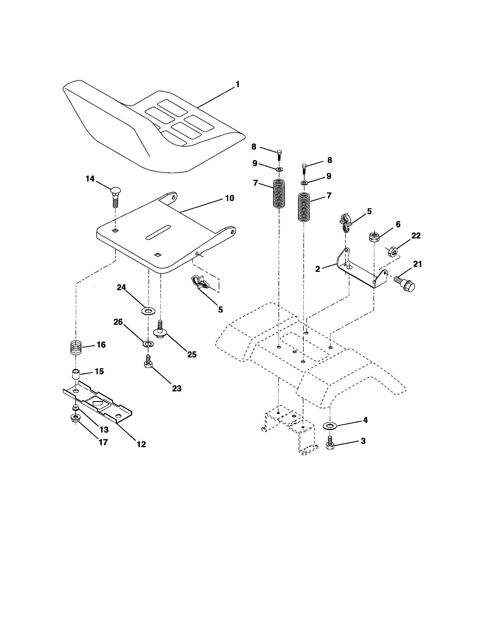 Poulan PD15538LT seat diagram