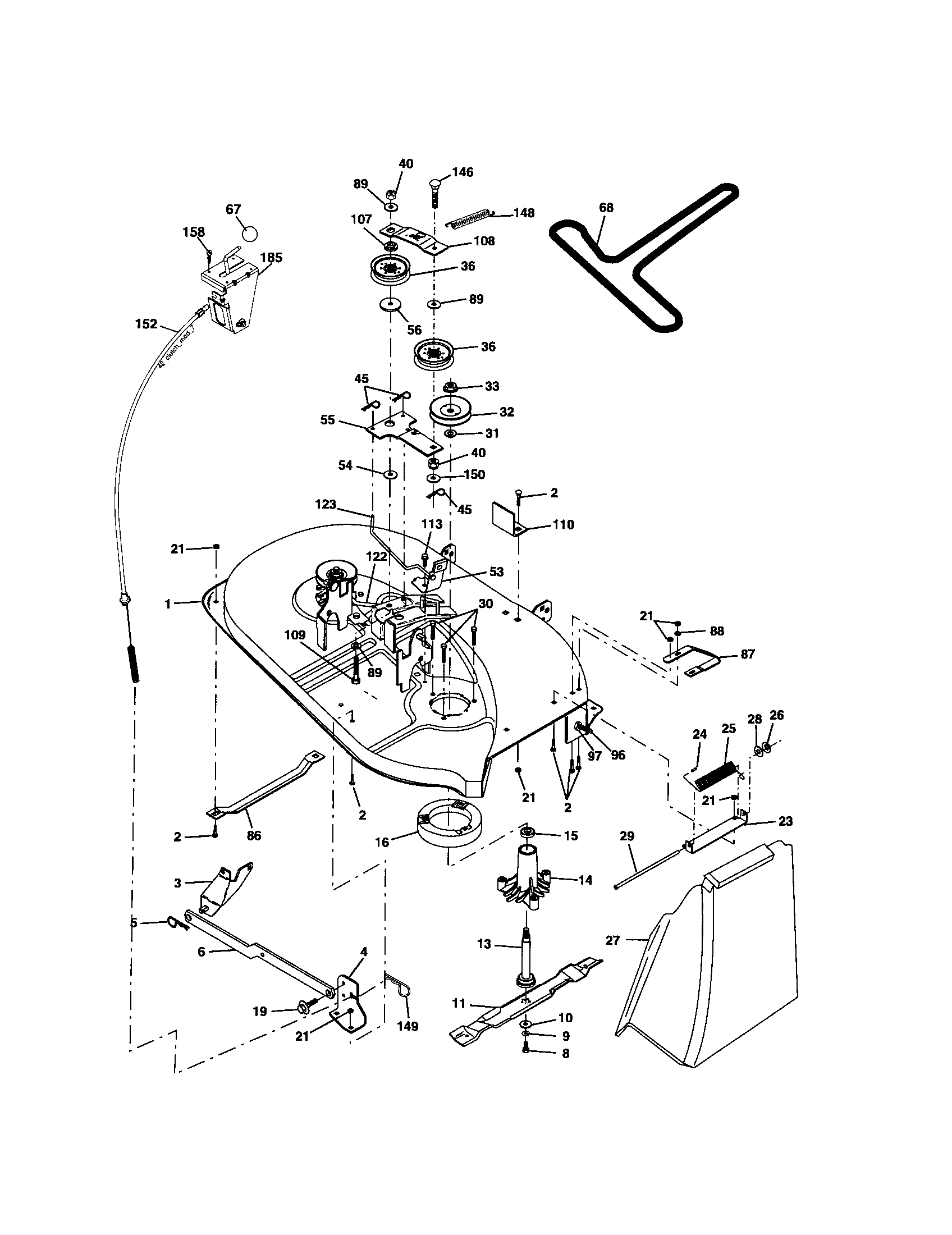Poulan PD15538LT mower deck diagram