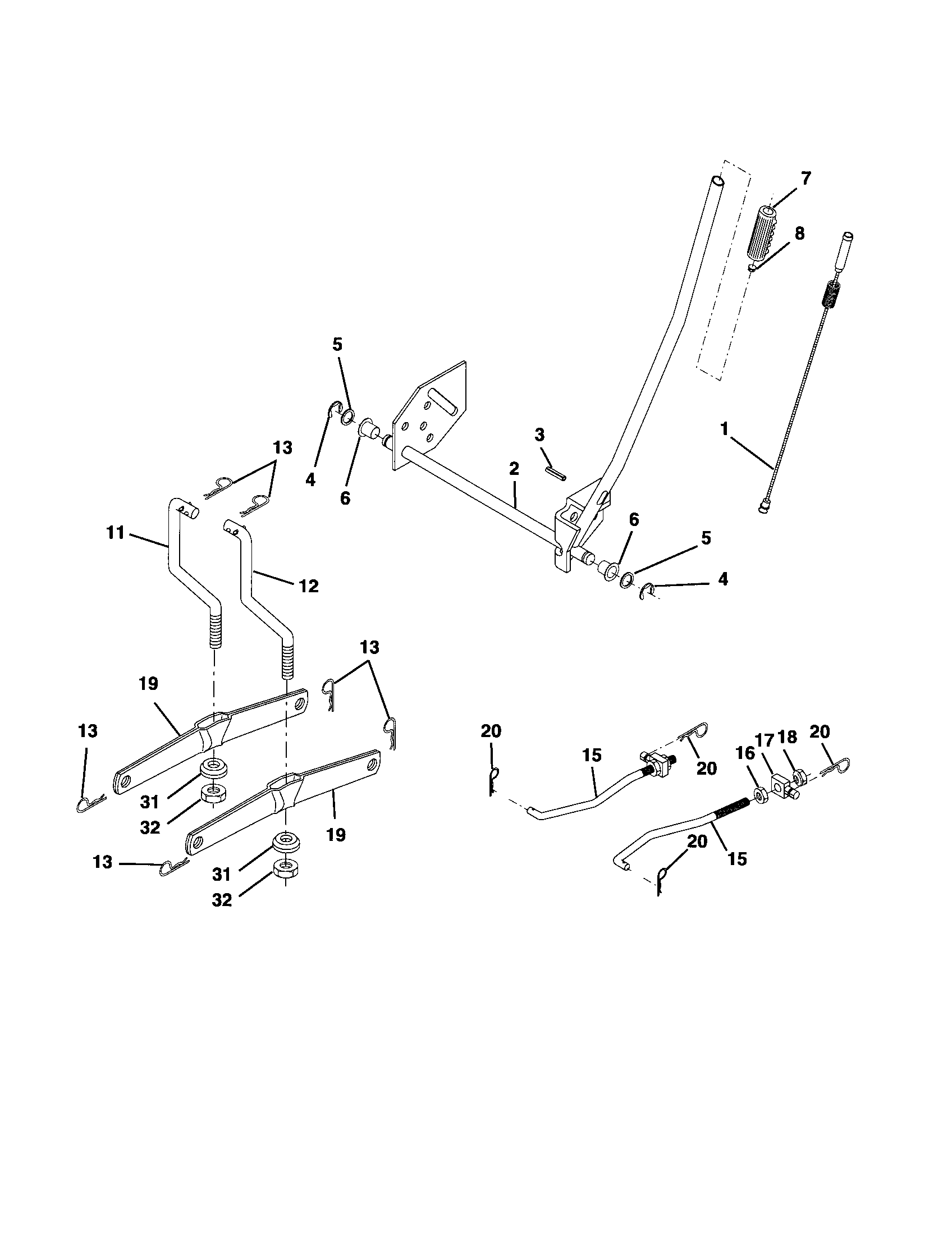 Poulan PD15538LT mower lift diagram