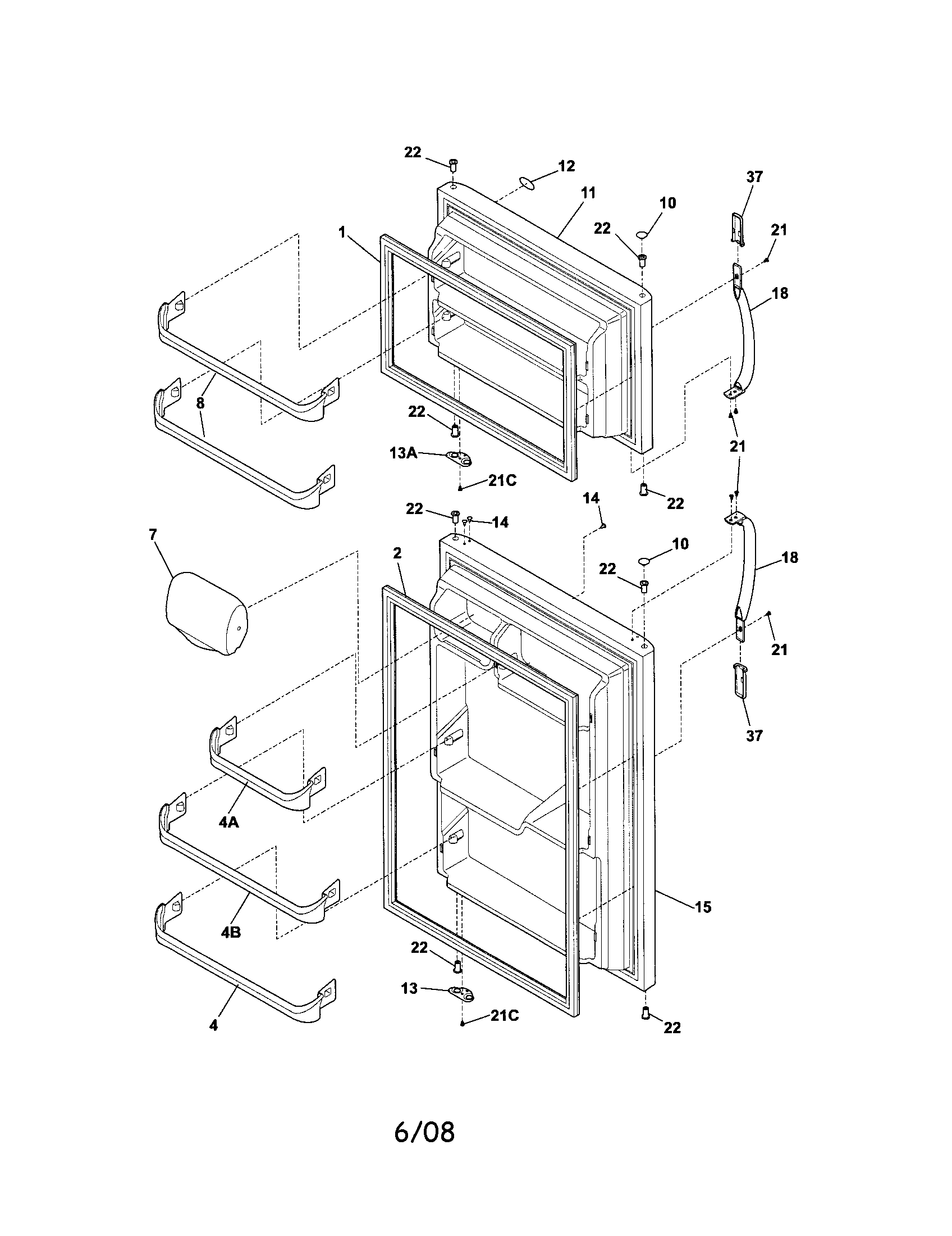 Frigidaire FRT15G4JW0 door diagram