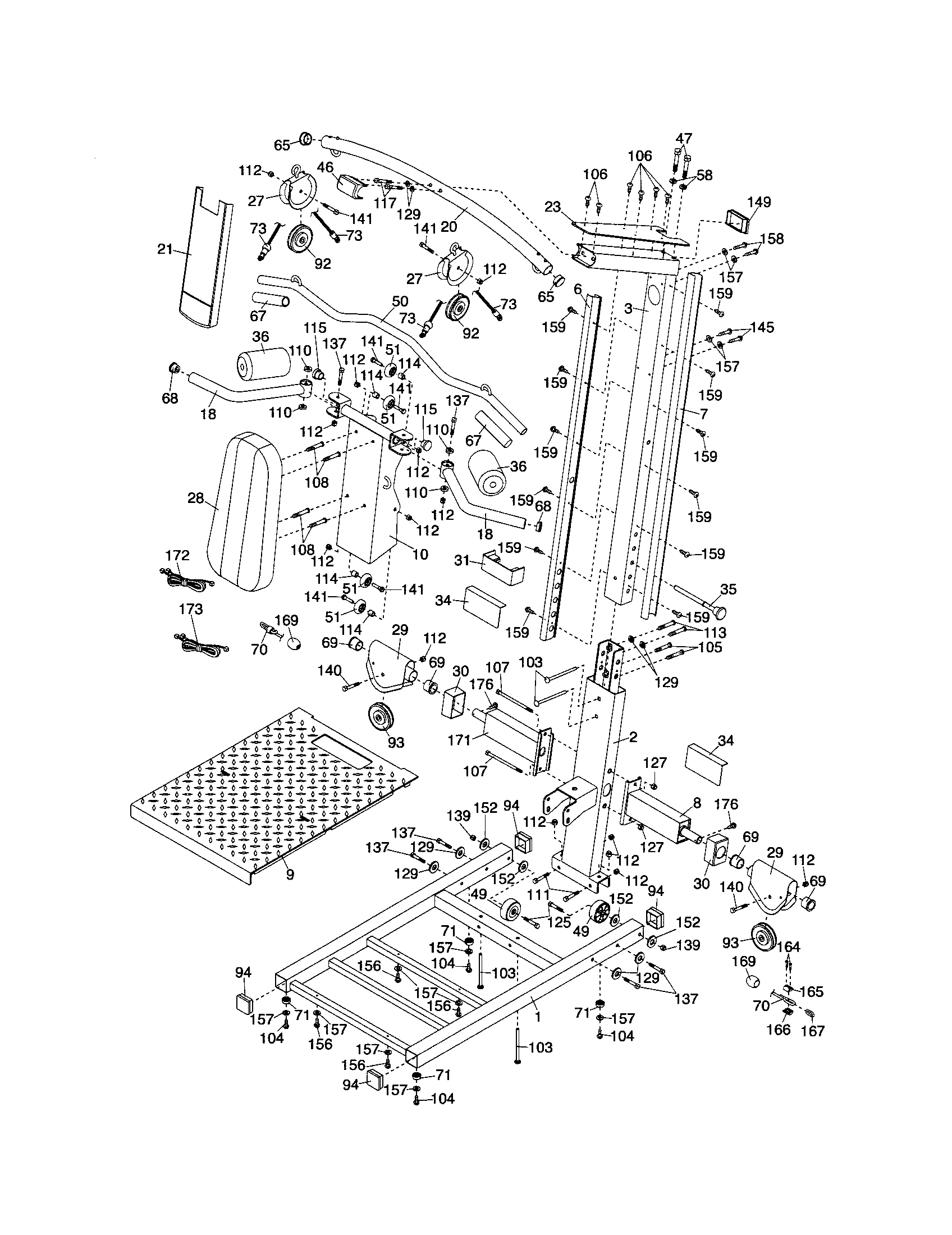 Weider WESY79740 upright/base/squat carriage diagram