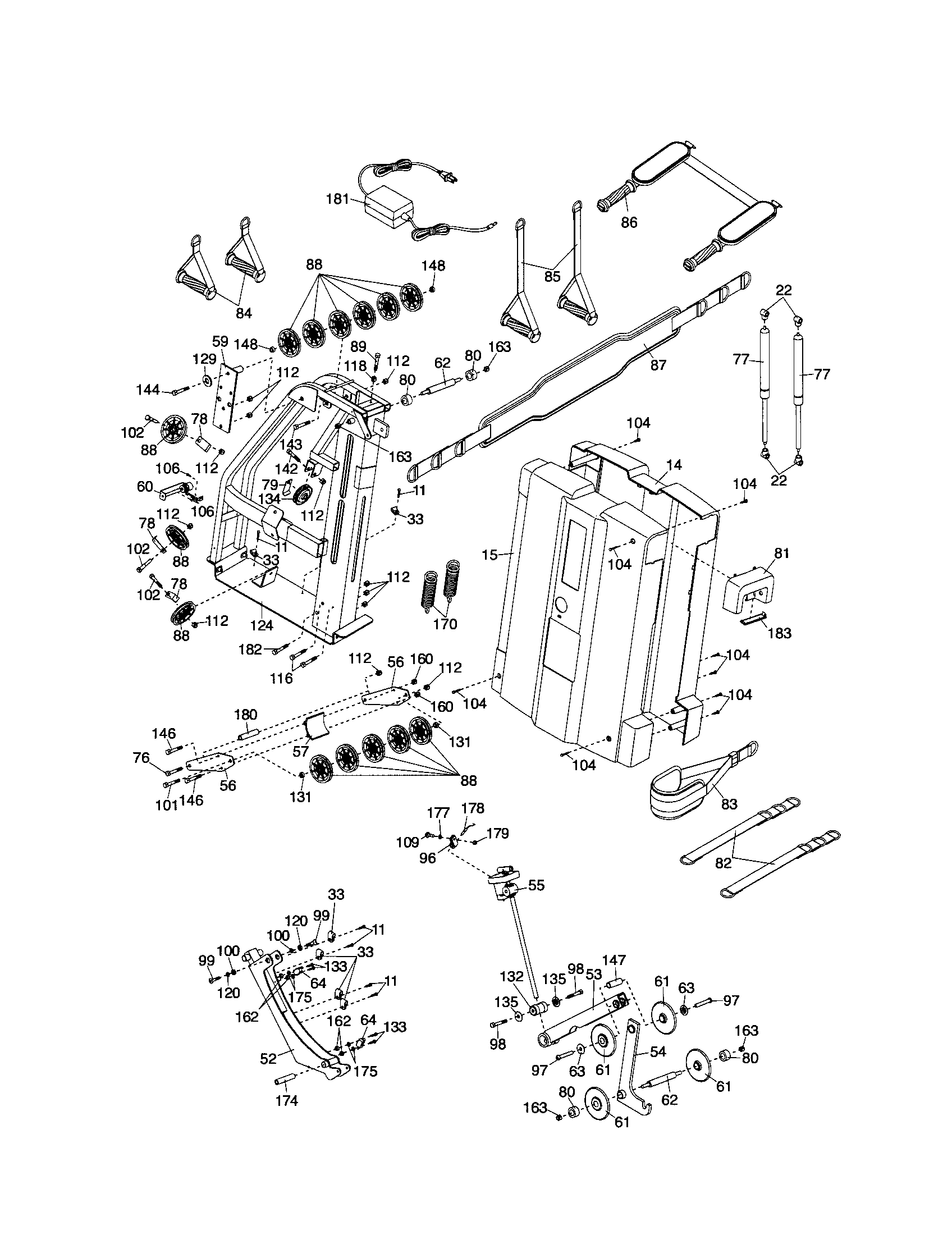 Weider WESY79740 front mech cover/mech frame diagram