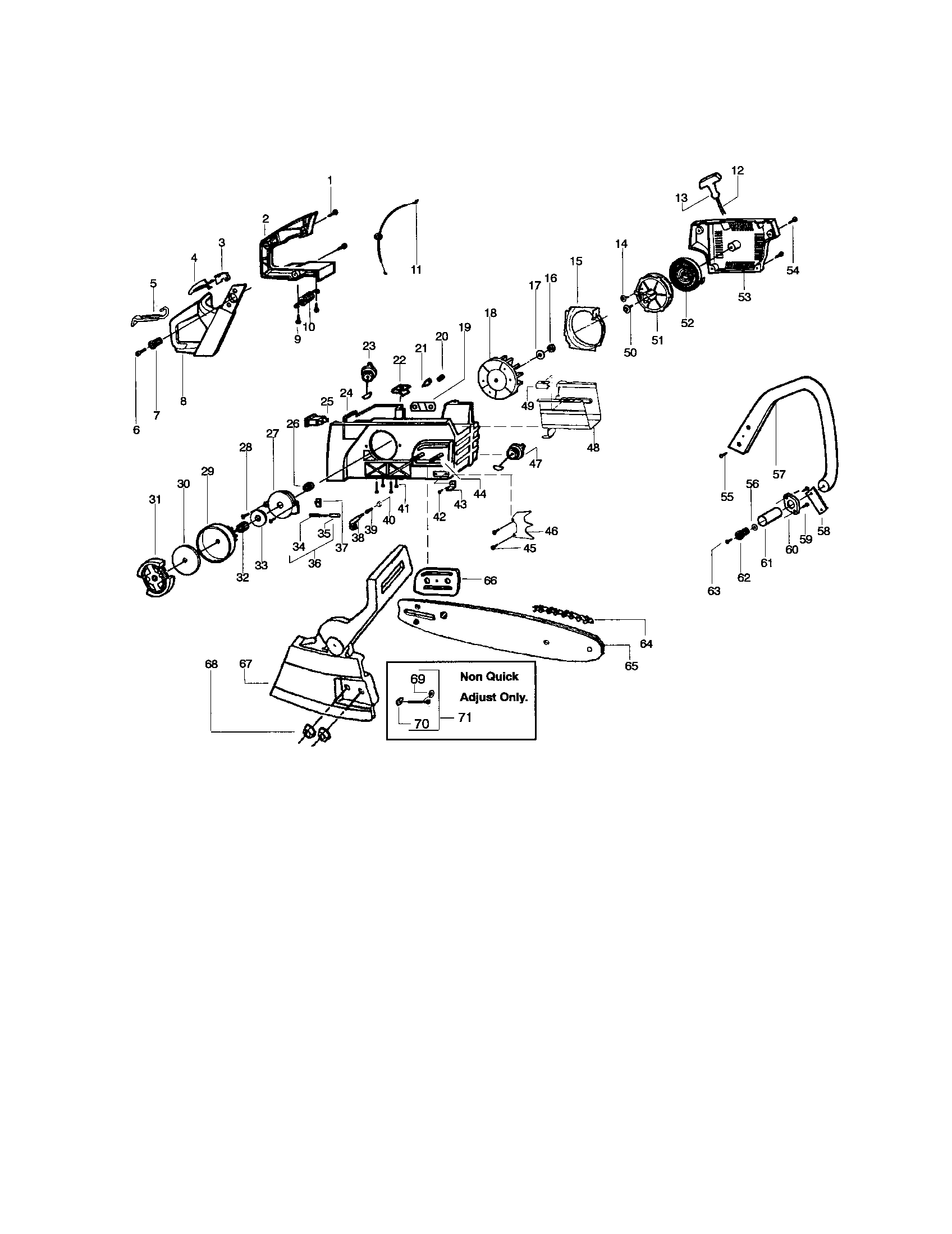Poulan 295 TYPE 3 chassis/handle/bar diagram