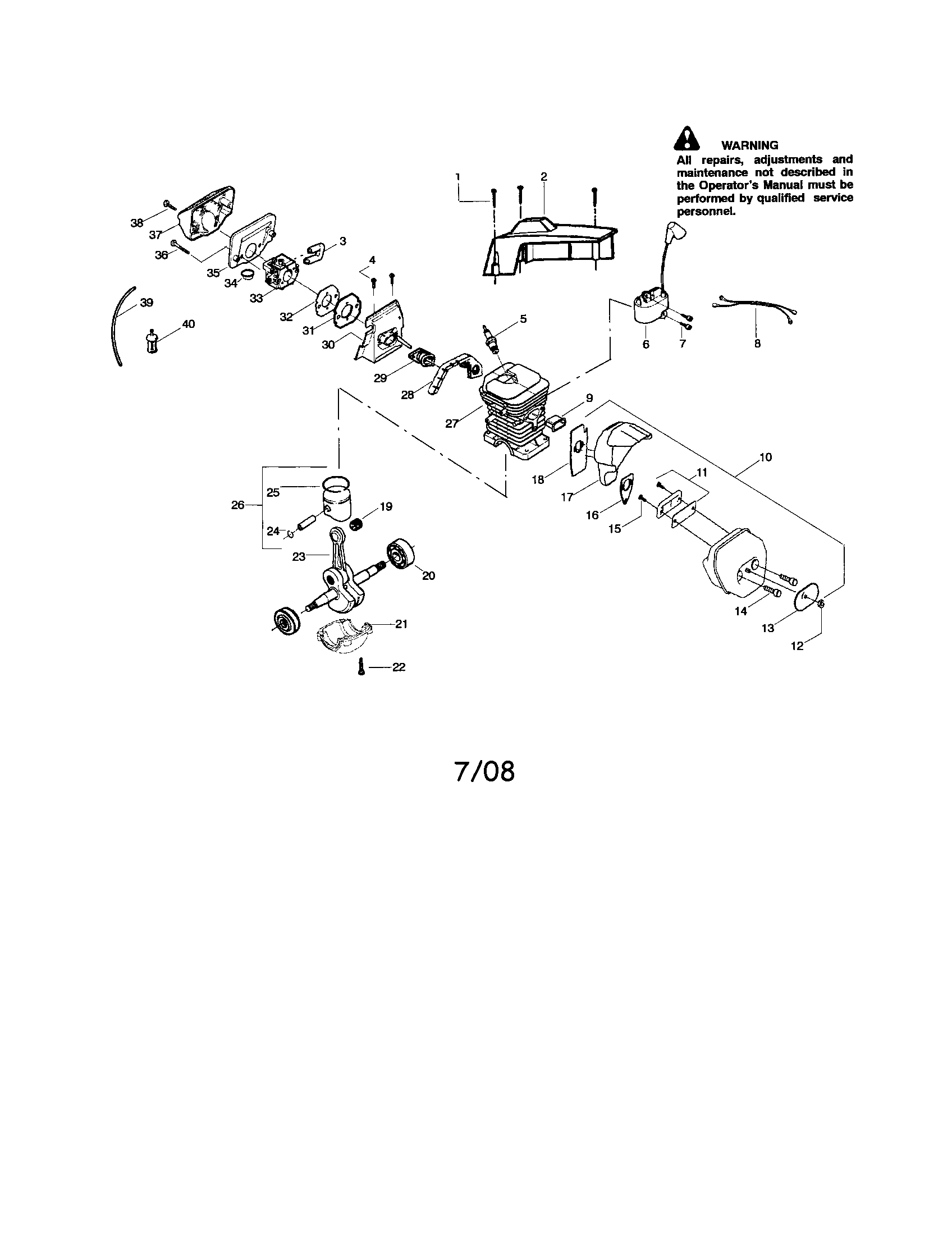 Poulan 295 TYPE 4 chassis/shield/crankshaft diagram