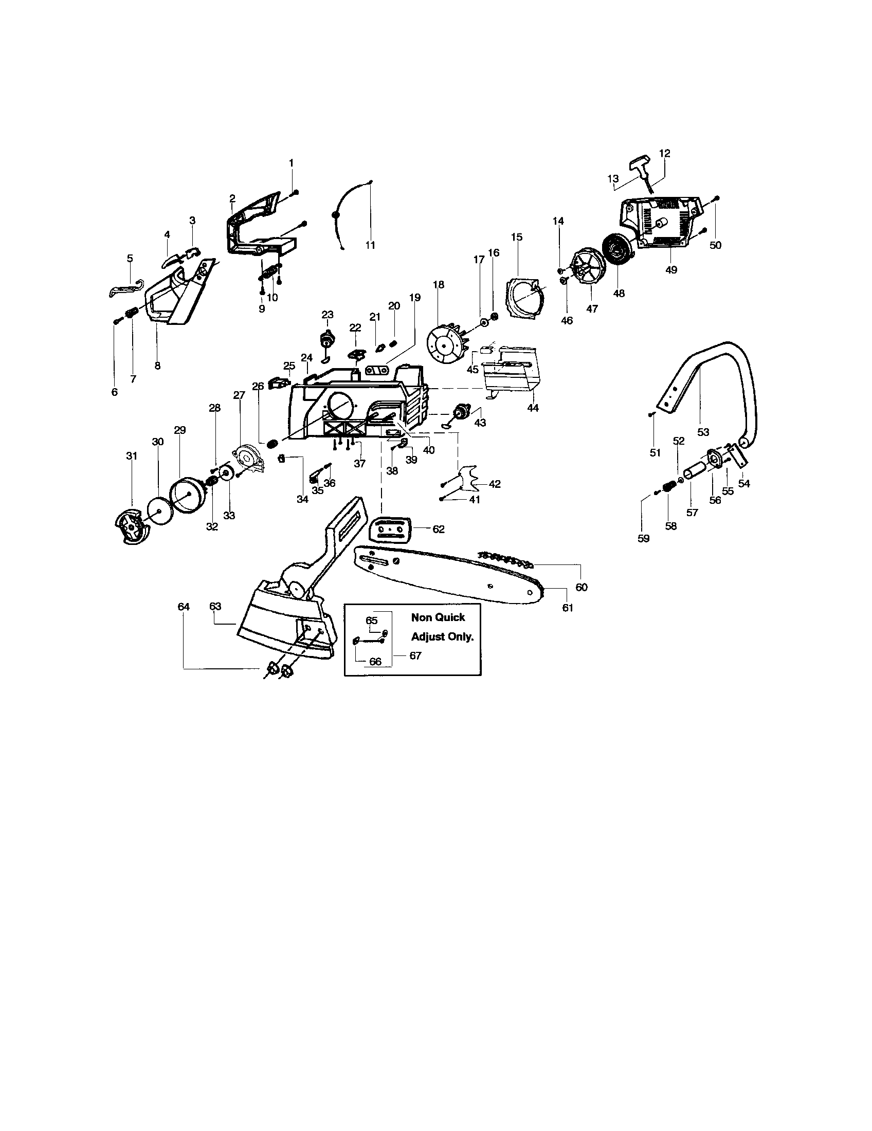Poulan 295 TYPE 4 chassis/bar/handle diagram