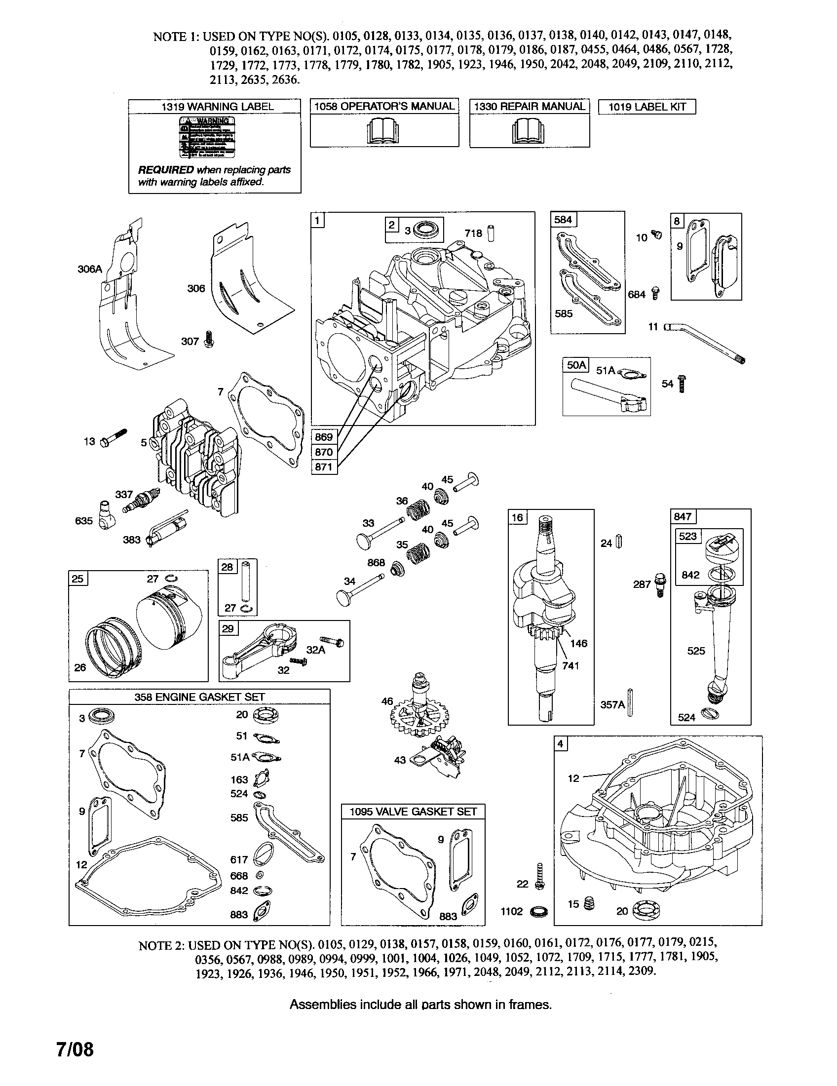 Snapper NS2265 (7800228) cylinder/crankshaft/sump diagram