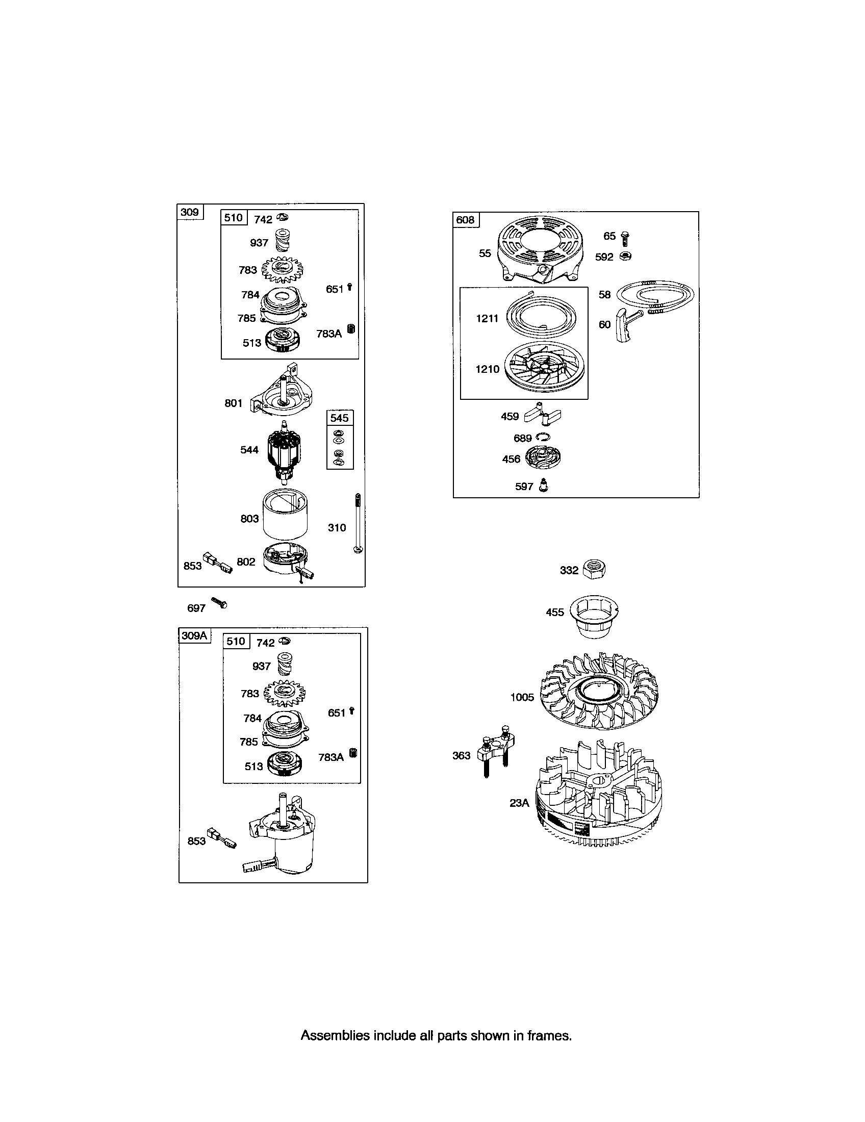 Snapper NS2265 (7800228) motor-starter/starter-rewind diagram