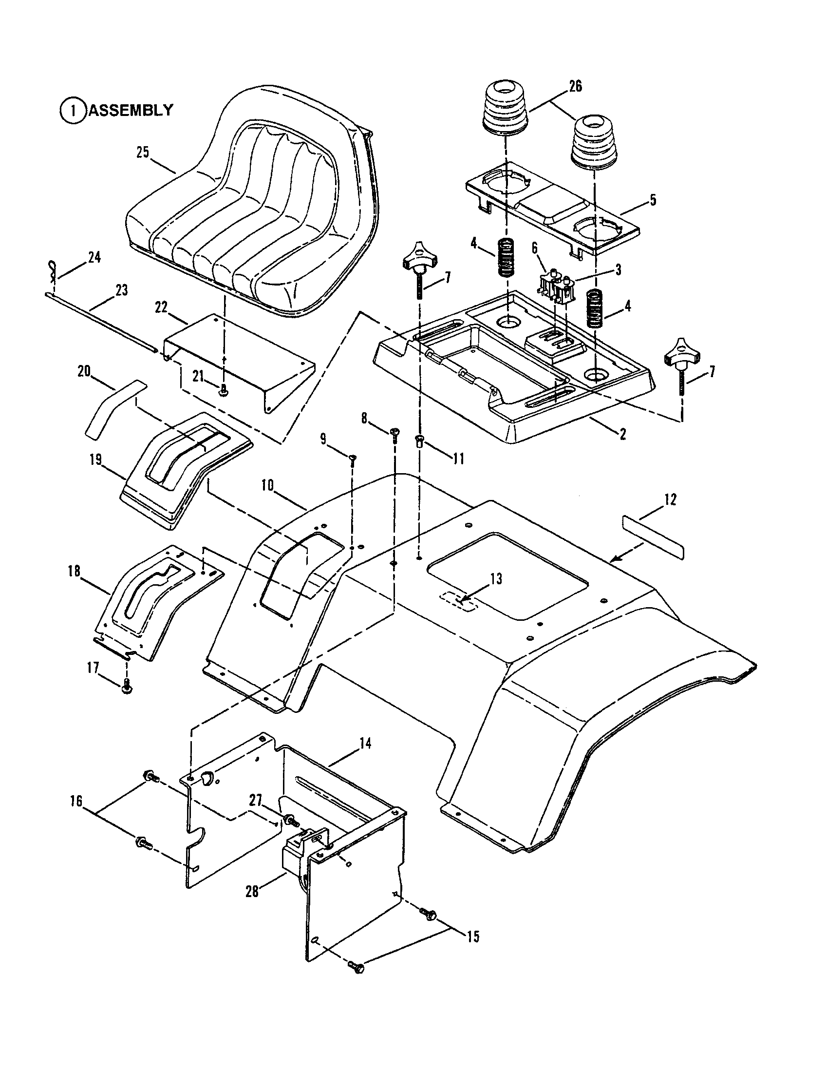 Snapper LT180H48DBV2 seat, rear fender & components diagram