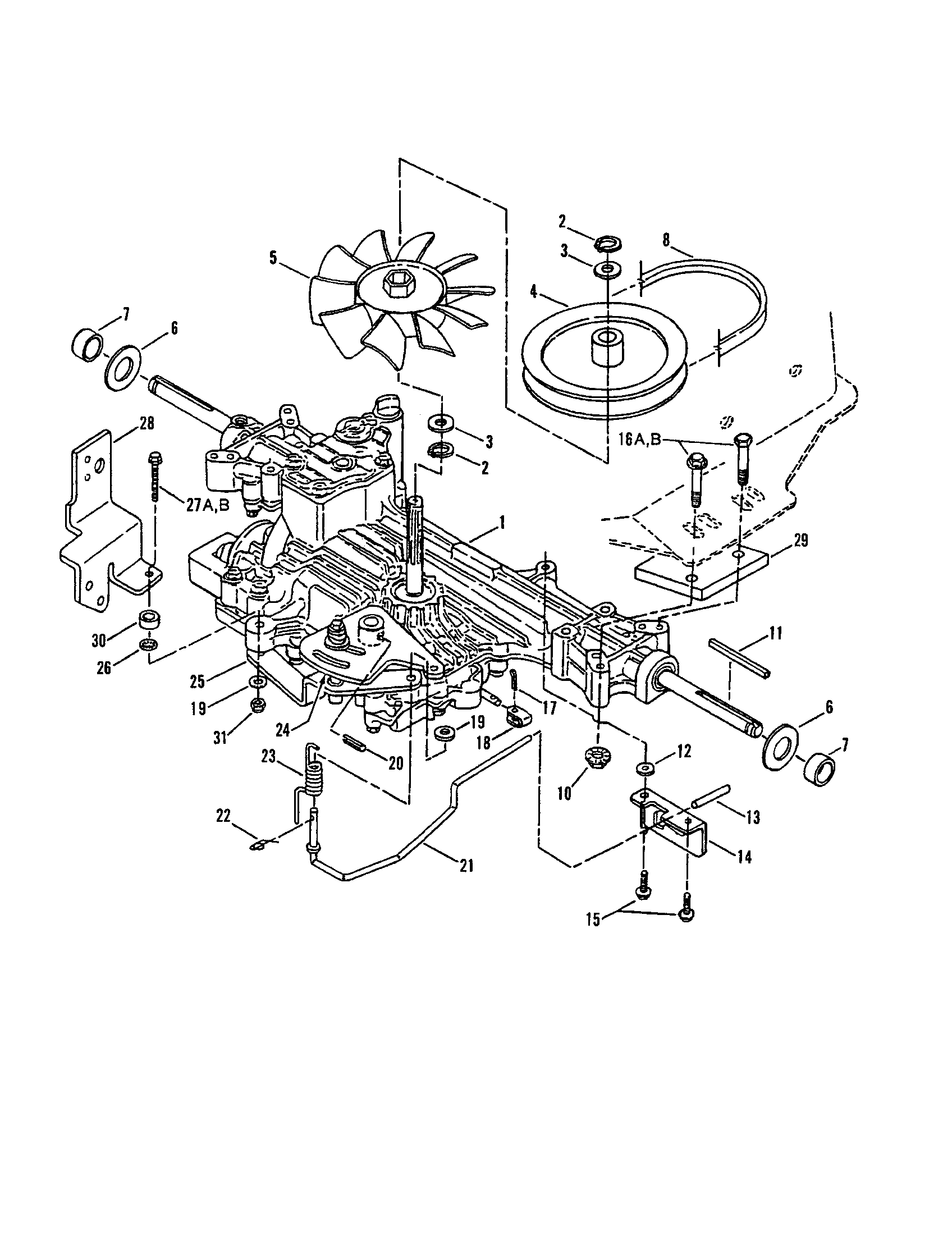 Snapper LT180H48DBV2 transmission group (hydro drive) diagram
