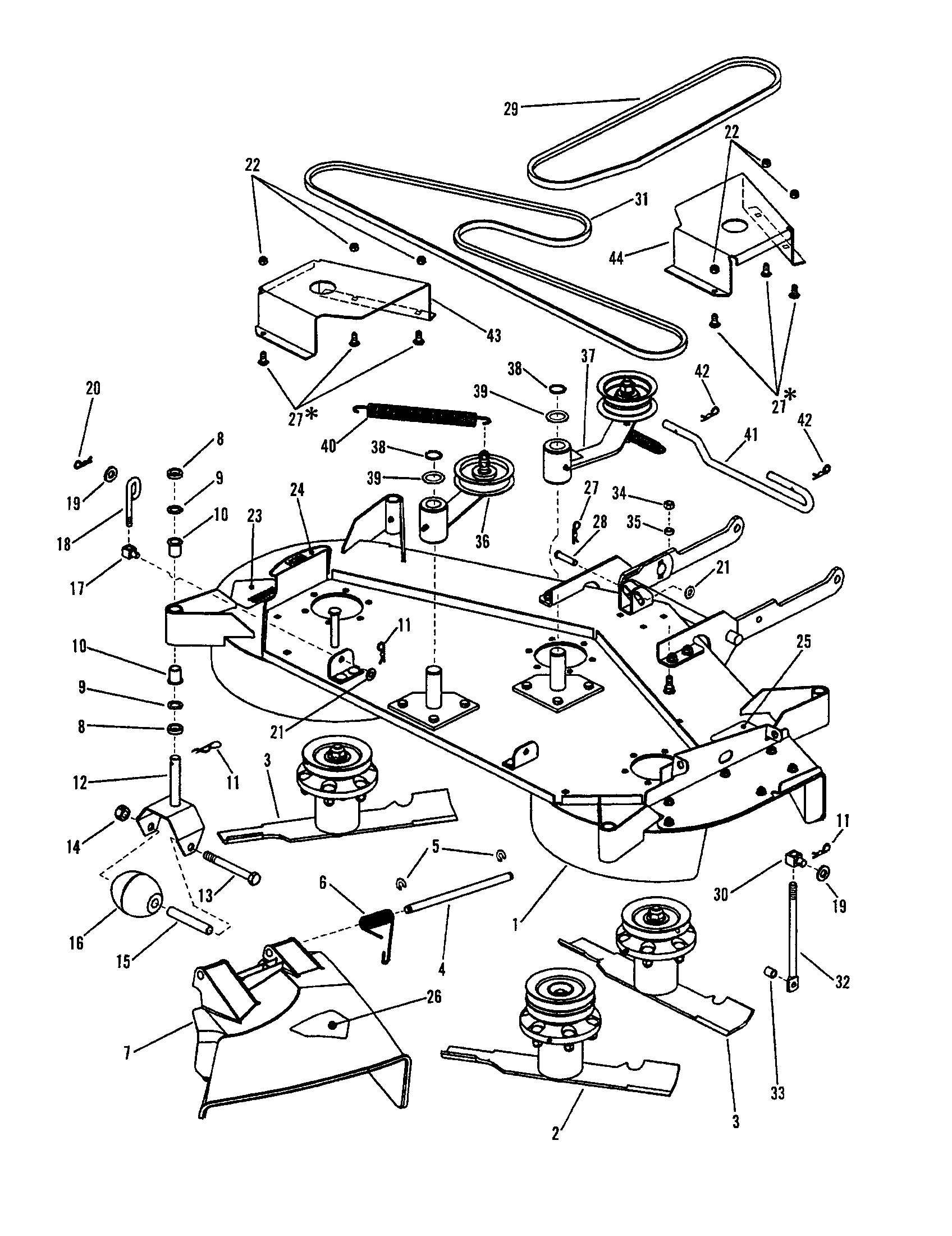 Snapper LT180H48DBV2 48" cutting deck/belts/brakes diagram